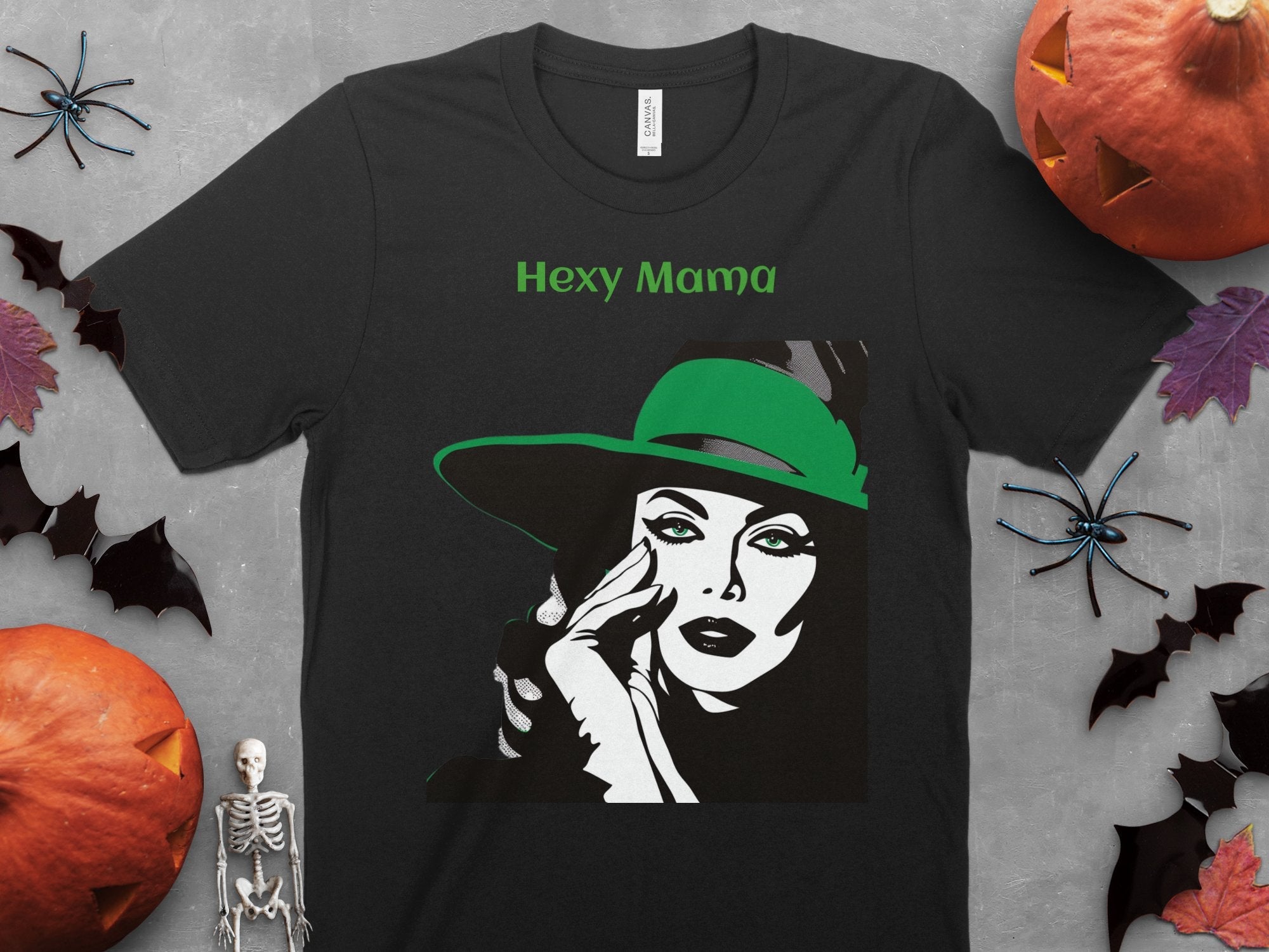 Hexy Mama Witch Shirt, Halloween Graphic Tee, Spooky Season T-Shirt, Witchy Woman Apparel, Green Hat Illustration, Fall Festival Clothing - Craig Michael Design