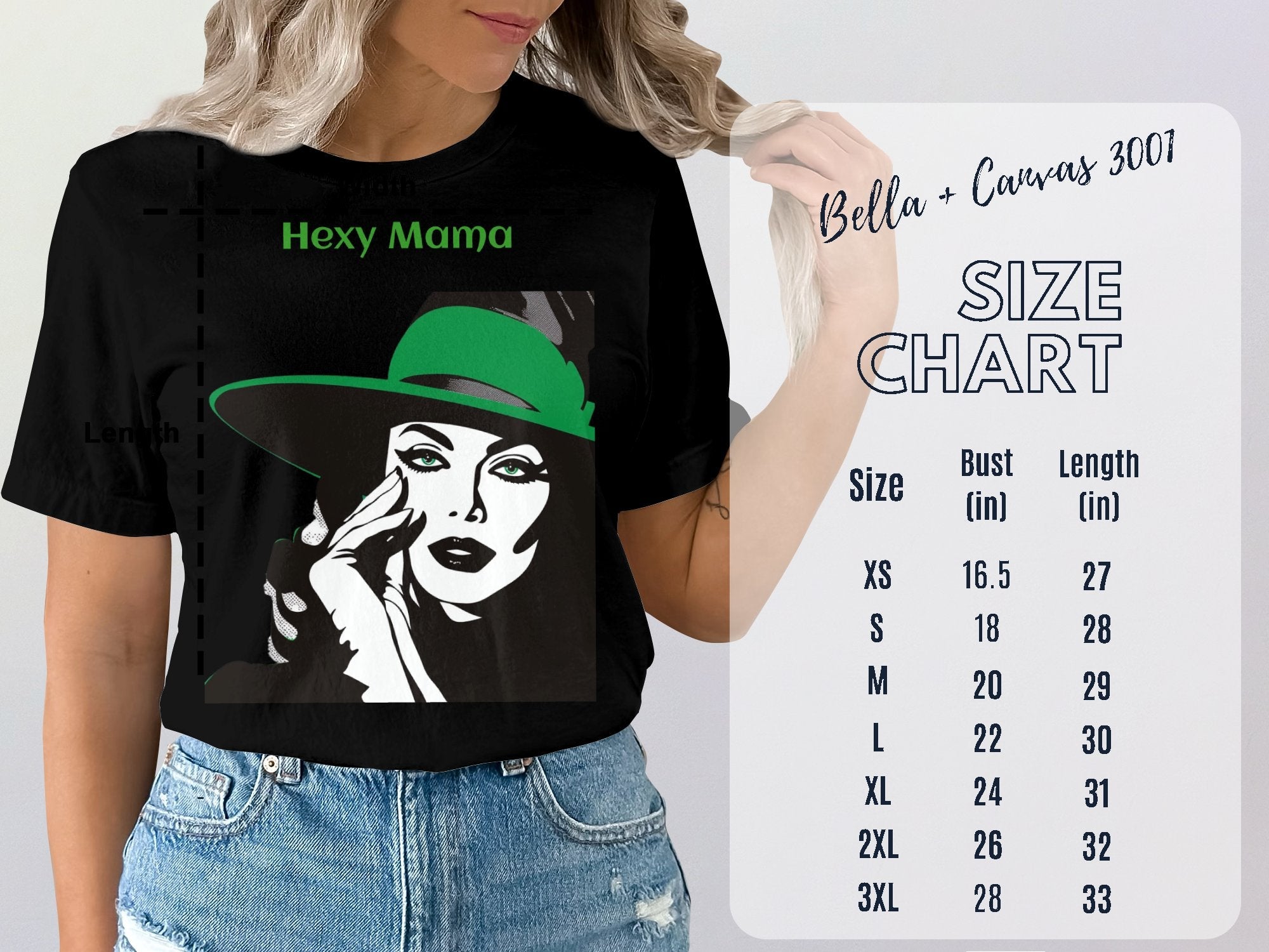 Hexy Mama Witch Shirt, Halloween Graphic Tee, Spooky Season T-Shirt, Witchy Woman Apparel, Green Hat Illustration, Fall Festival Clothing - Craig Michael Design