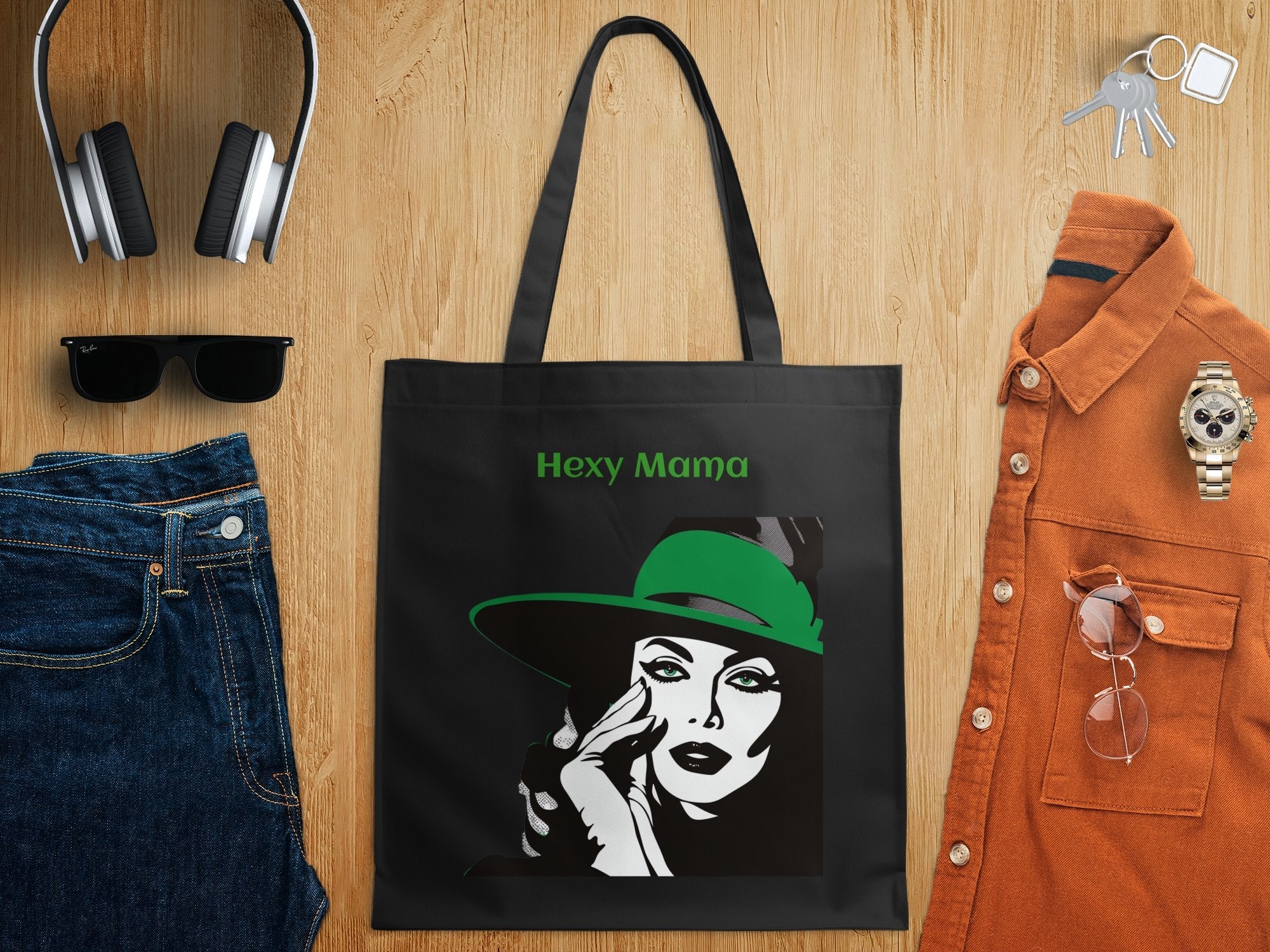 Hexy Mama Witch Tote Bag, Spooky Witch Tote, Halloween Witch Tote Bag, Witch Art Tote, Hexy Mama Halloween Bag, Gothic Witch Tote - Craig Michael Design