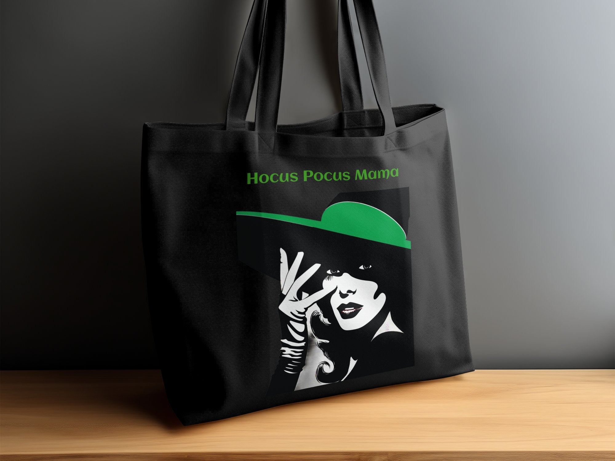 Hocus Pocus Mama Tote Bag, Witch Themed Tote Bag, Halloween Witch Tote, Spooky Stylish Bag, Black and Green Witch Tote Bag - Craig Michael Design