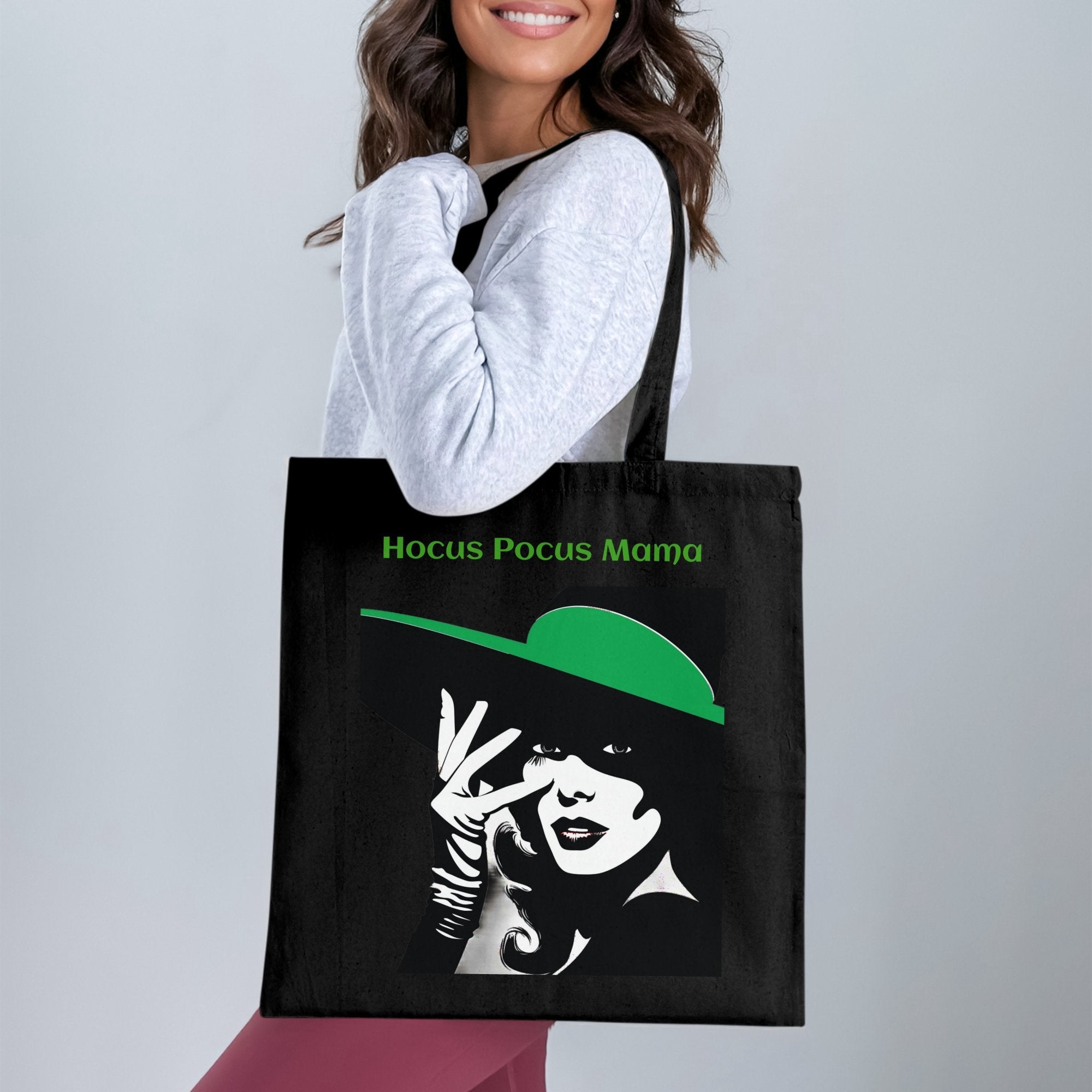 Hocus Pocus Mama Tote Bag, Witch Themed Tote Bag, Halloween Witch Tote, Spooky Stylish Bag, Black and Green Witch Tote Bag - Craig Michael Design