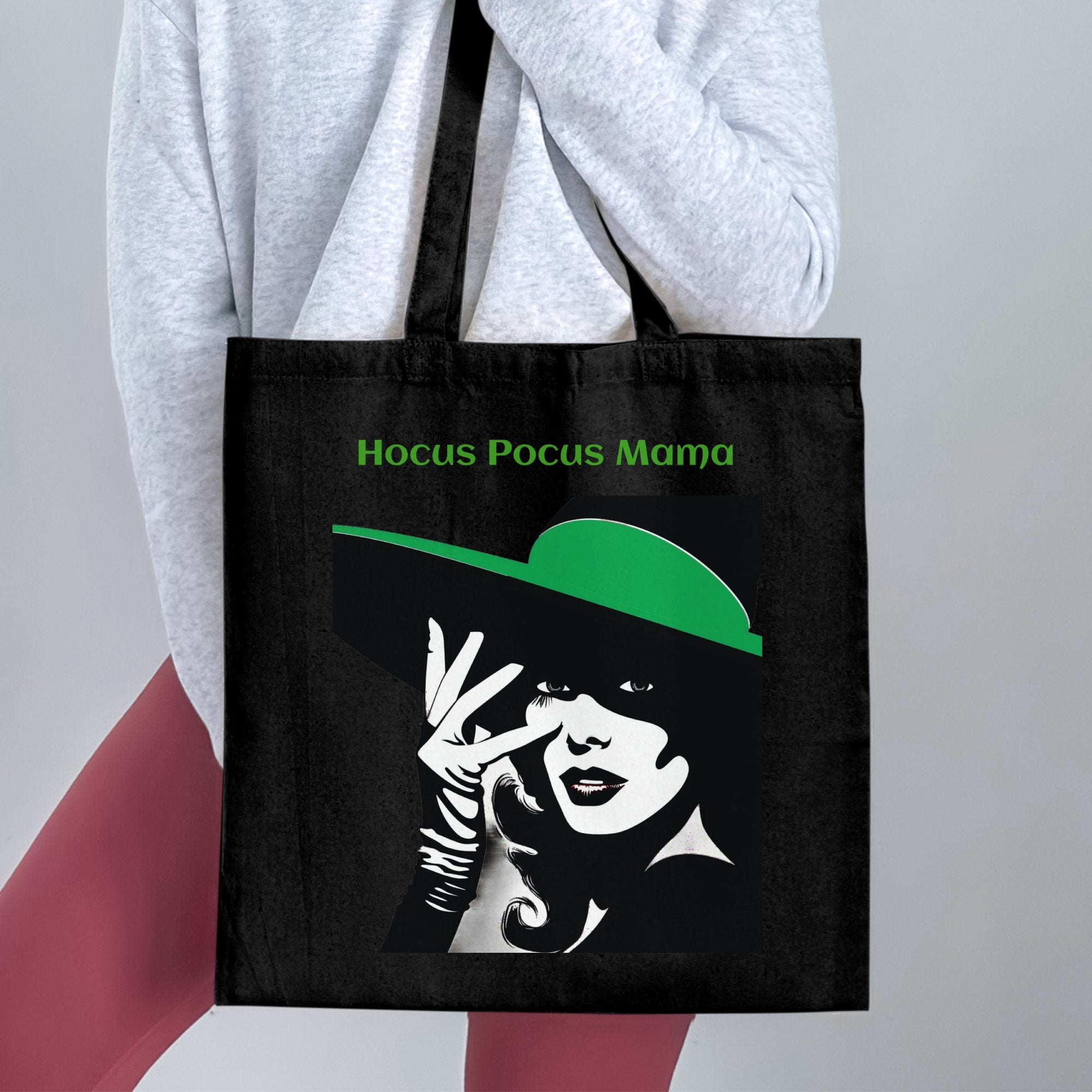 Hocus Pocus Mama Tote Bag, Witch Themed Tote Bag, Halloween Witch Tote, Spooky Stylish Bag, Black and Green Witch Tote Bag - Craig Michael Design