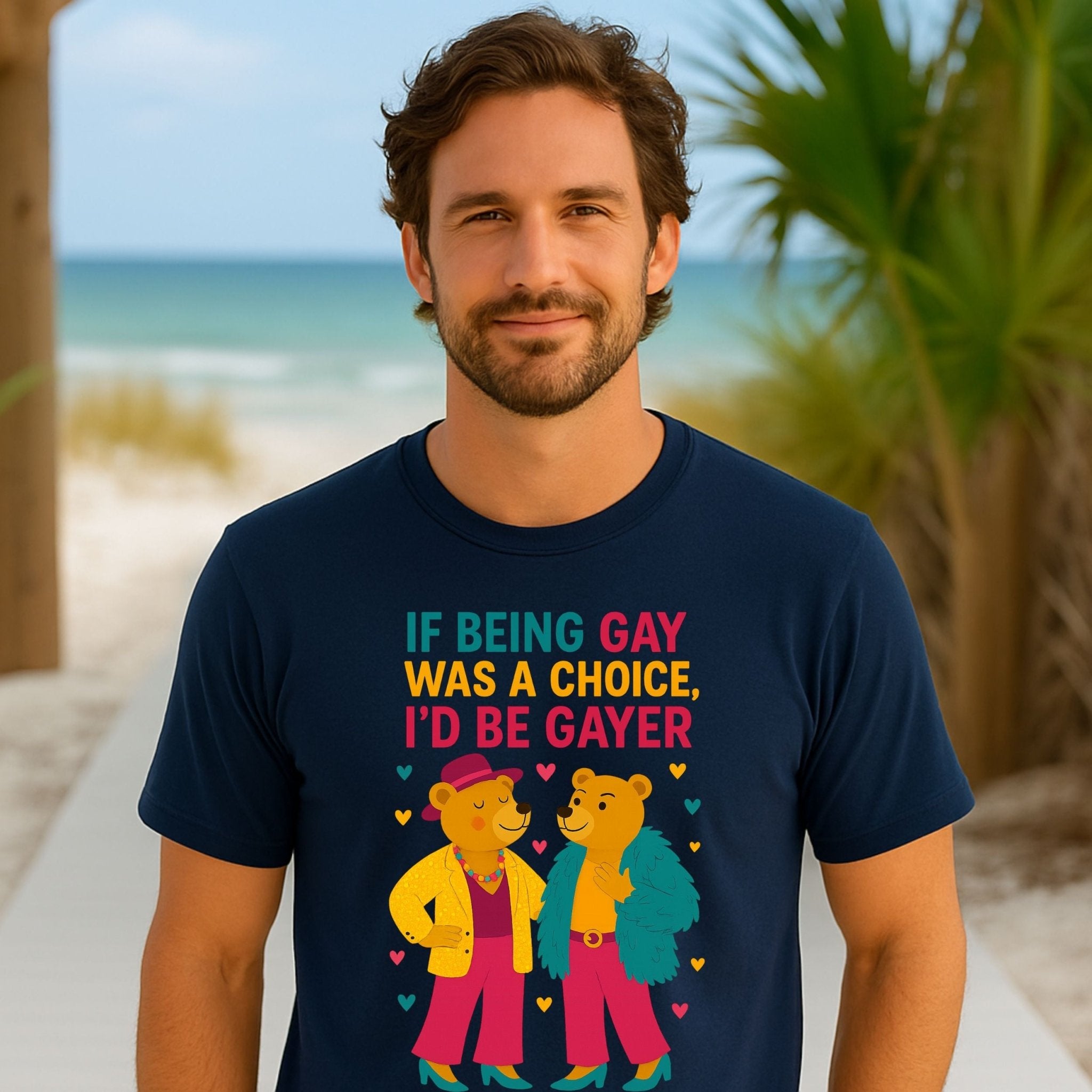 If Being Gay Was a Choice Shirt, Funny Gay Bear T-Shirt, Embroidered Style LGBTQ Pride Tee - Craig Michael Design