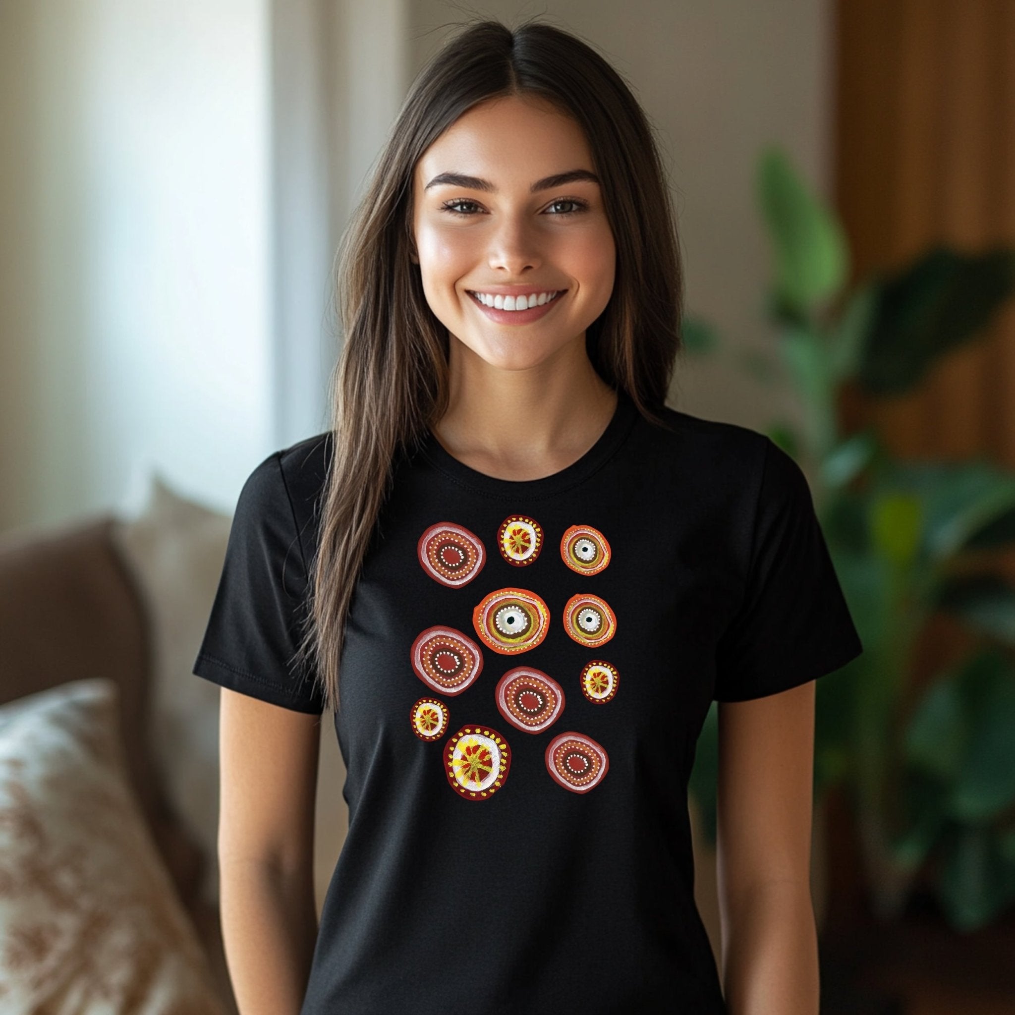 Indigenous Australian Dot Painting T-Shirt, Original Design Graphic Tee, Unique Art Inspired T-Shirt, Vibrant Dot Art Print Top - Craig Michael Design