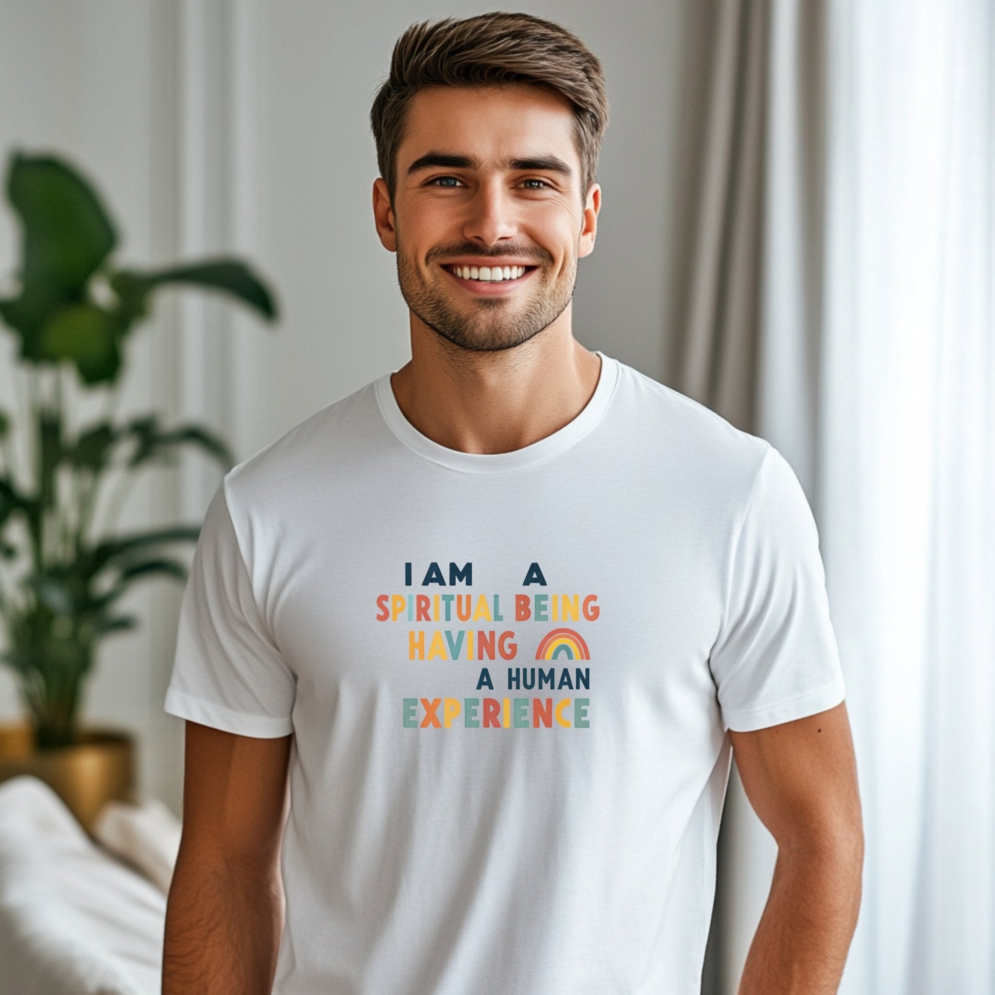 Inspirational I Am A Spiritual Being Having A Human Experience Colorful Rainbow Positive Quote T-Shirt, Motivational Tee - Craig Michael Design