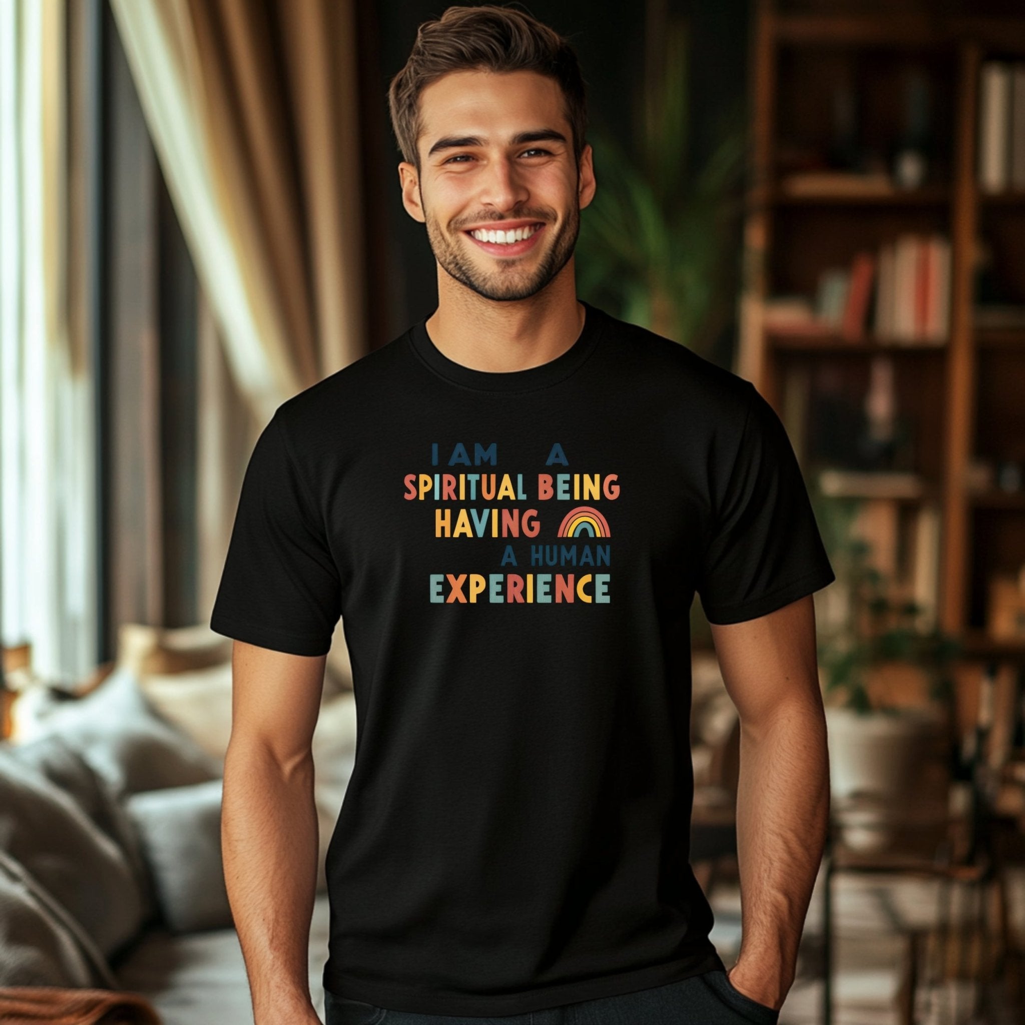 Inspirational I Am A Spiritual Being Having A Human Experience Colorful Rainbow Positive Quote T-Shirt, Motivational Tee - Craig Michael Design