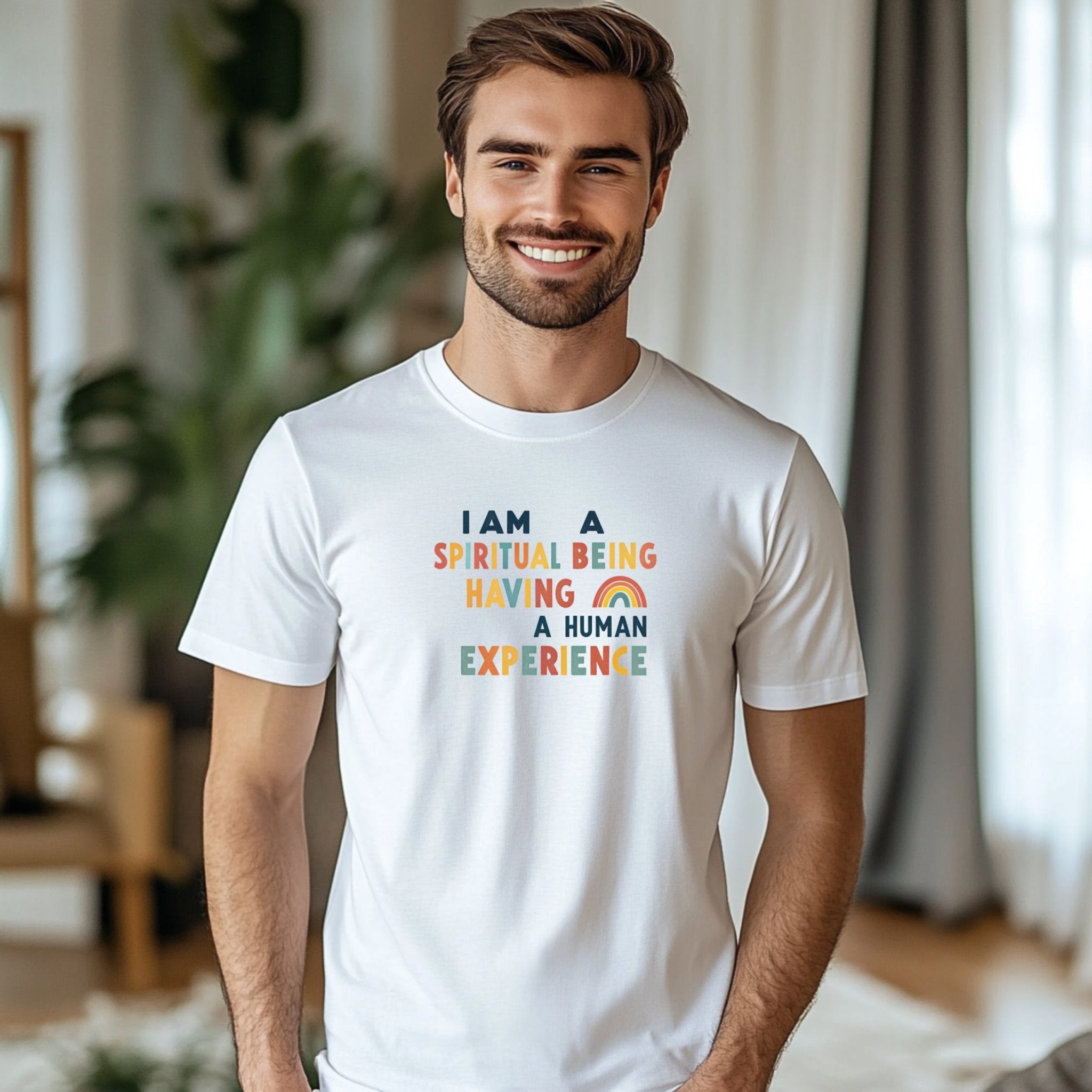 Inspirational I Am A Spiritual Being Having A Human Experience Colorful Rainbow Positive Quote T-Shirt, Motivational Tee - Craig Michael Design