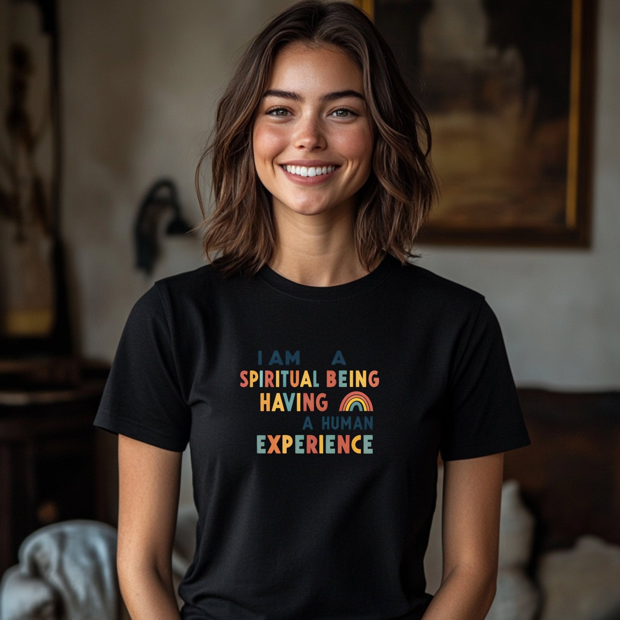 Inspirational I Am A Spiritual Being Having A Human Experience Colorful Rainbow Positive Quote T-Shirt, Motivational Tee - Craig Michael Design