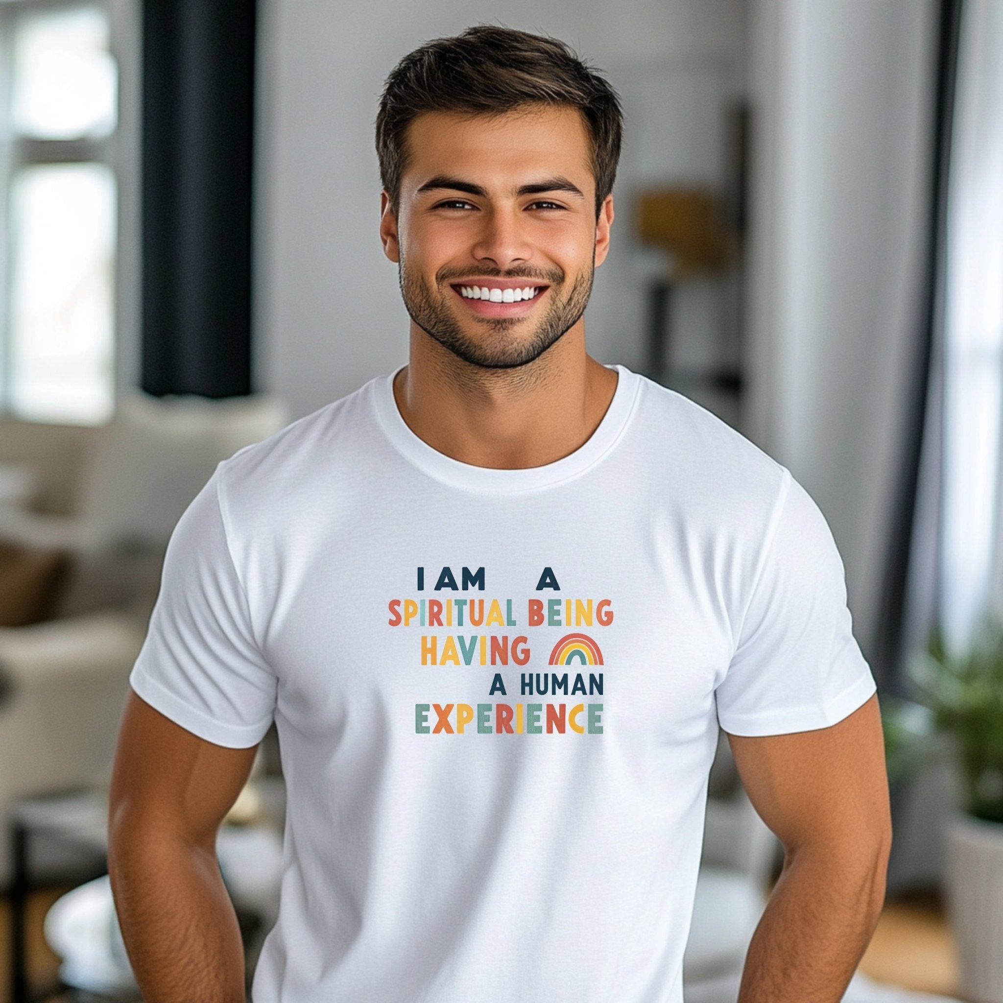 Inspirational I Am A Spiritual Being Having A Human Experience Colorful Rainbow Positive Quote T-Shirt, Motivational Tee - Craig Michael Design