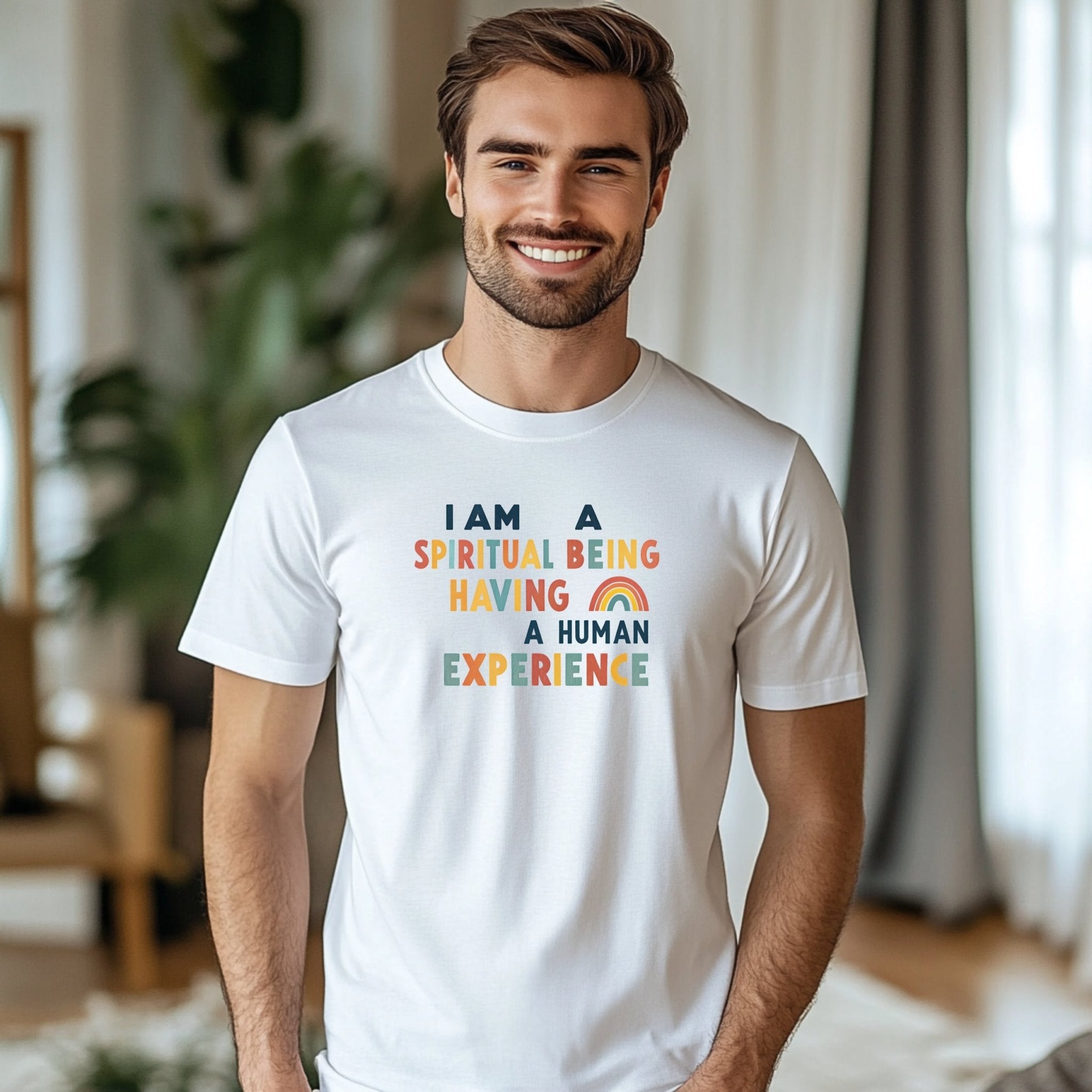 Inspirational I Am A Spiritual Being Having A Human Experience Colorful Rainbow Positive Quote T-Shirt, Motivational Tee - Craig Michael Design