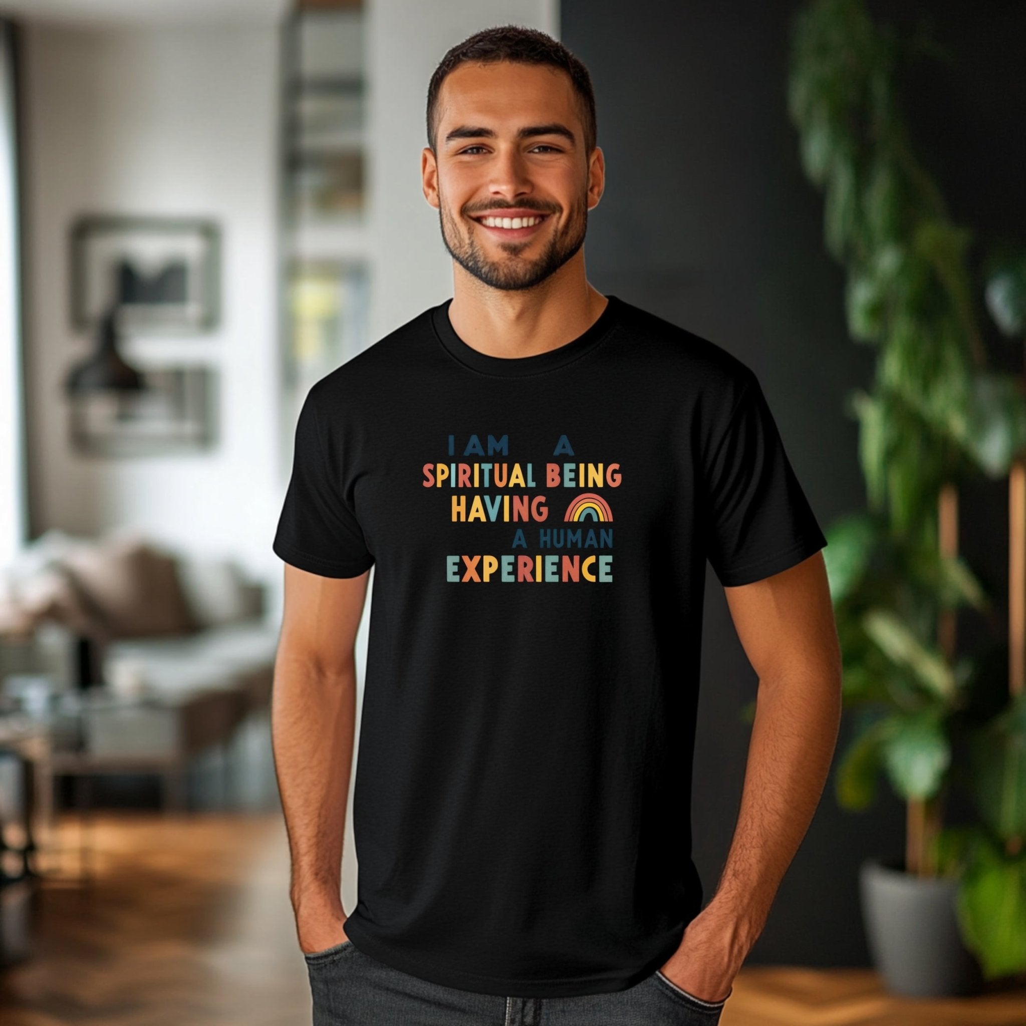 Inspirational I Am A Spiritual Being Having A Human Experience Colorful Rainbow Positive Quote T-Shirt, Motivational Tee - Craig Michael Design