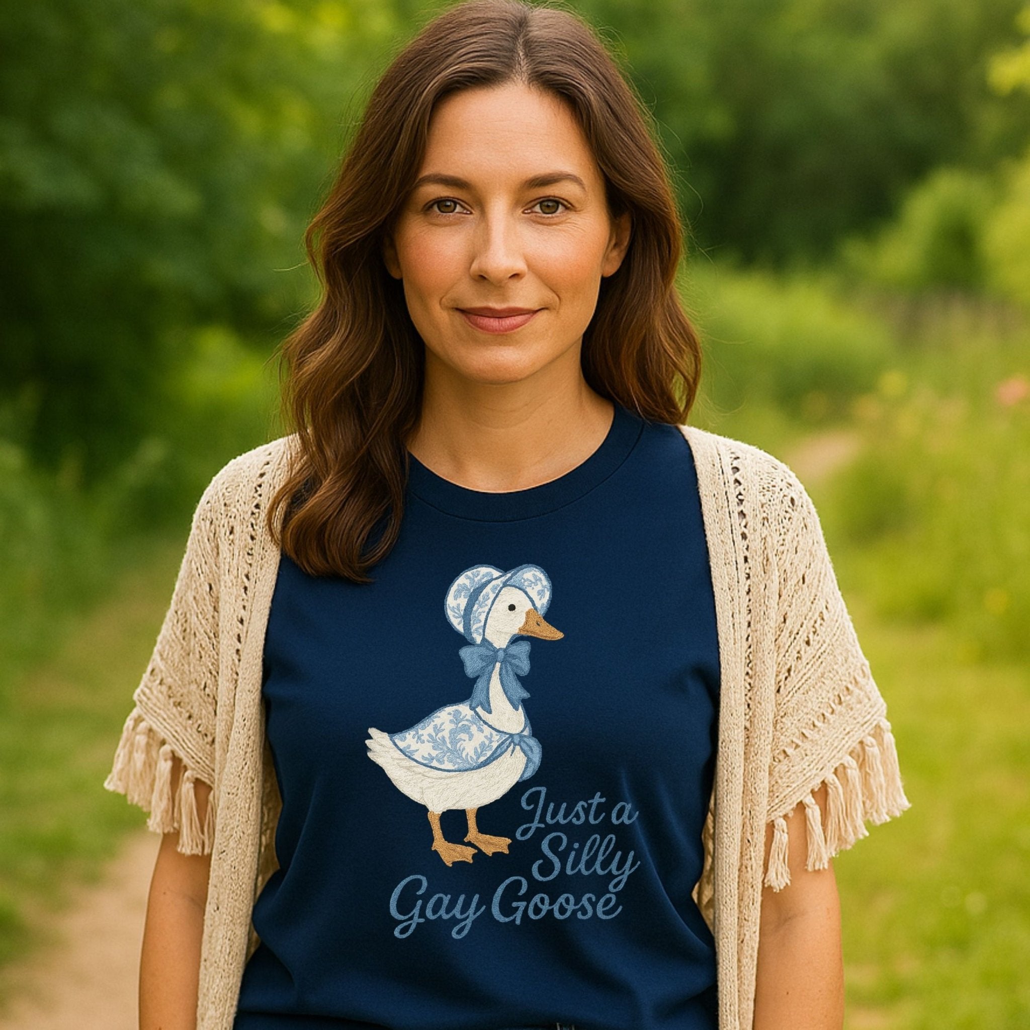 Just a Silly Gay Goose Shirt, Embroidered - Style, Cottagecore Pride Gift - Craig Michael Design