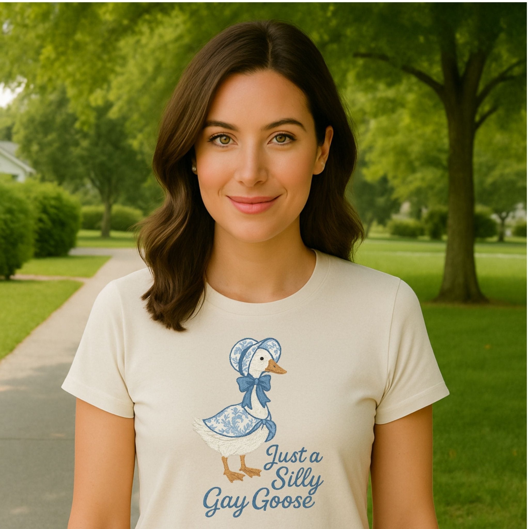 Just a Silly Gay Goose Shirt, Embroidered - Style, Cottagecore Pride Gift - Craig Michael Design