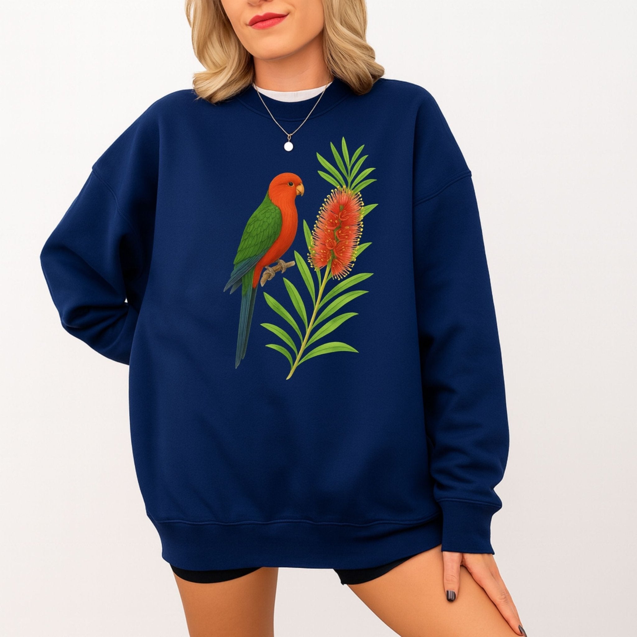 King Parrot Sweatshirt – Bottlebrush & Native Flora - Craig Michael Design