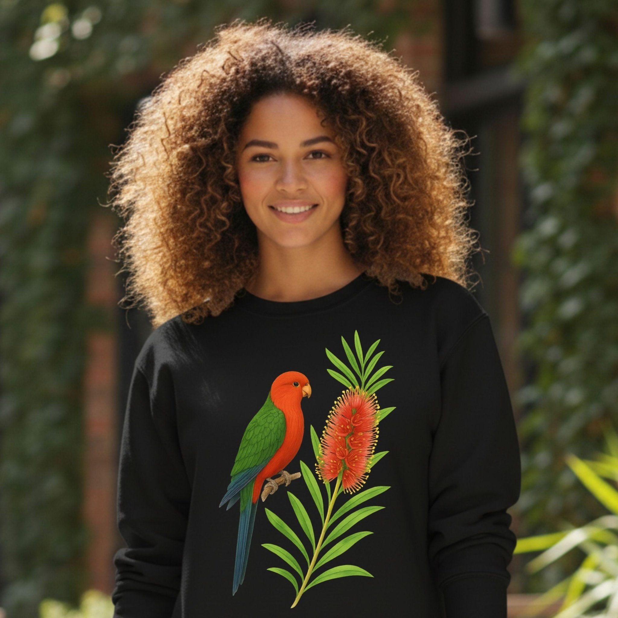 King Parrot Sweatshirt – Bottlebrush & Native Flora - Craig Michael Design