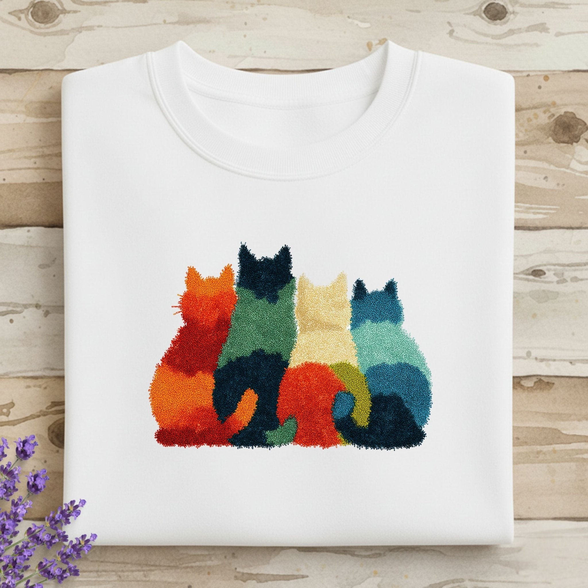 Latch Hook Cat Sweatshirt, Cozy Cat Lover Gift, Embroidered - Style Cat Mom Sweater, Cute Furry Cats Pullover, Women’s Cat Shirt - Craig Michael Design
