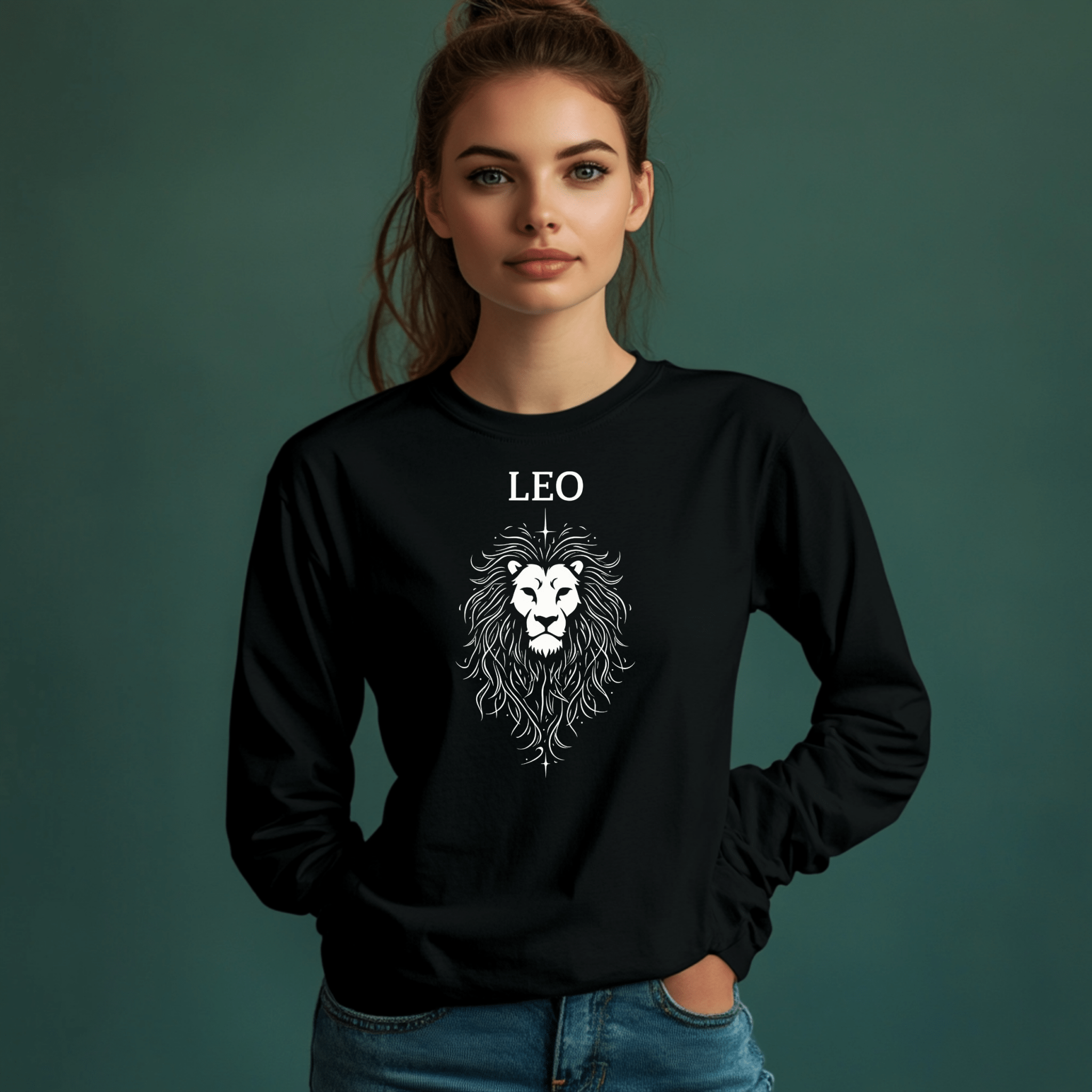 Leo Zodiac Long Sleeve Shirt, Lion Long Sleeve Tee, Astrological Sign T-Shirt, Astrology Apparel Gift, Horoscope Lion Design - Craig Michael Design