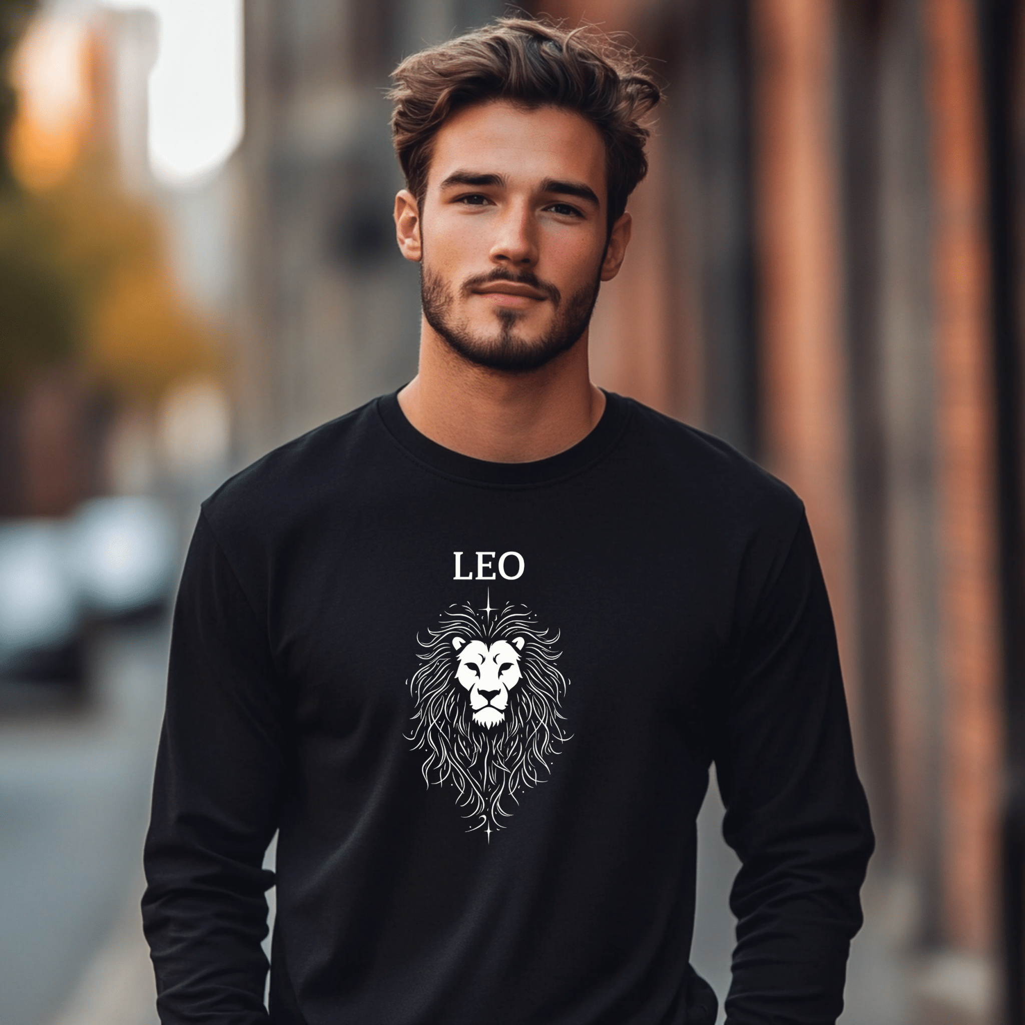 Leo Zodiac Long Sleeve Shirt, Lion Long Sleeve Tee, Astrological Sign T-Shirt, Astrology Apparel Gift, Horoscope Lion Design - Craig Michael Design