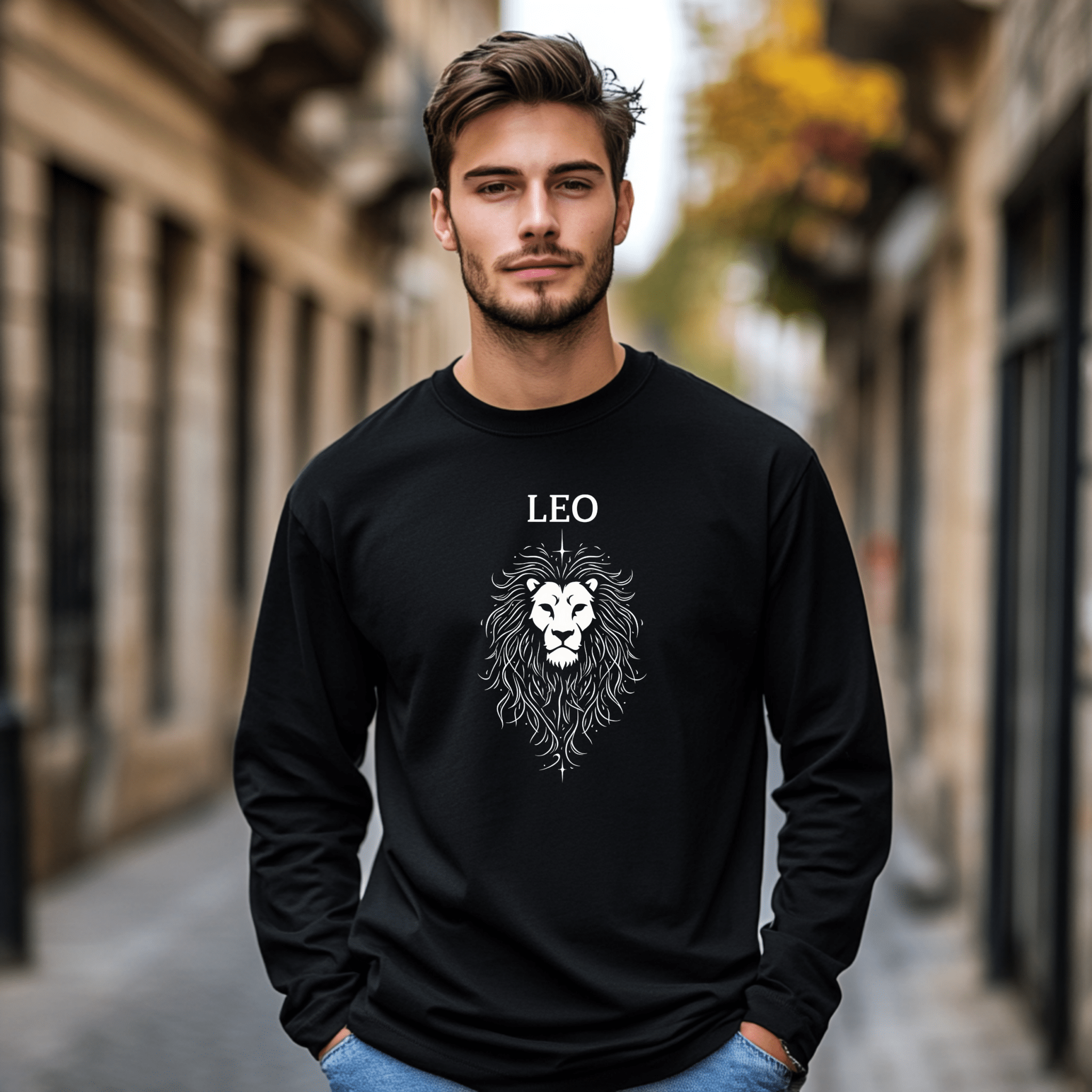 Leo Zodiac Long Sleeve Shirt, Lion Long Sleeve Tee, Astrological Sign T-Shirt, Astrology Apparel Gift, Horoscope Lion Design - Craig Michael Design