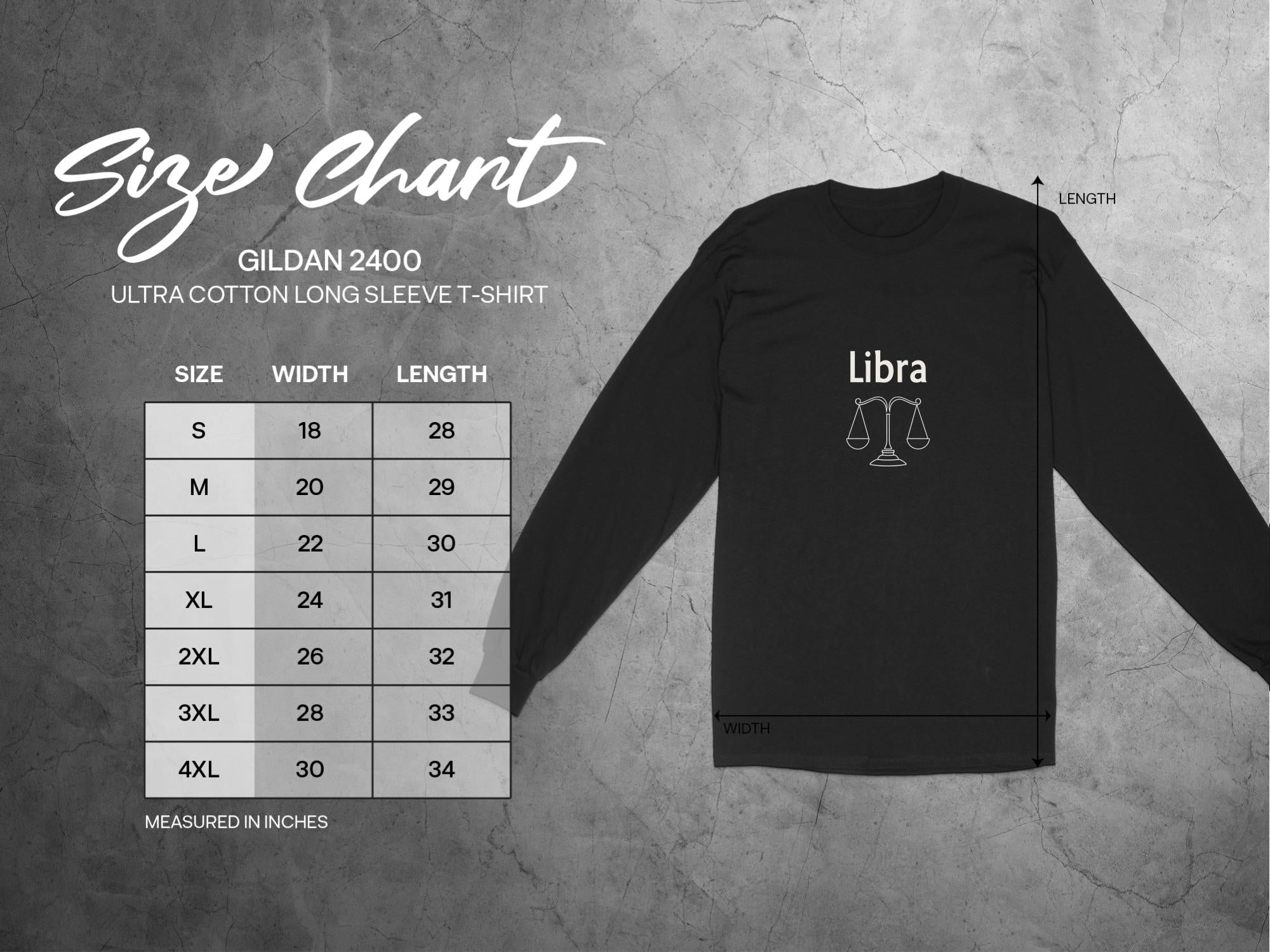 Libra Scales Graphic Long Sleeve T-Shirt, Horoscope Astrology Sign Shirt, Zodiac Apparel, Birthday Gift for Libra, Star Sign Clothing - Craig Michael Design