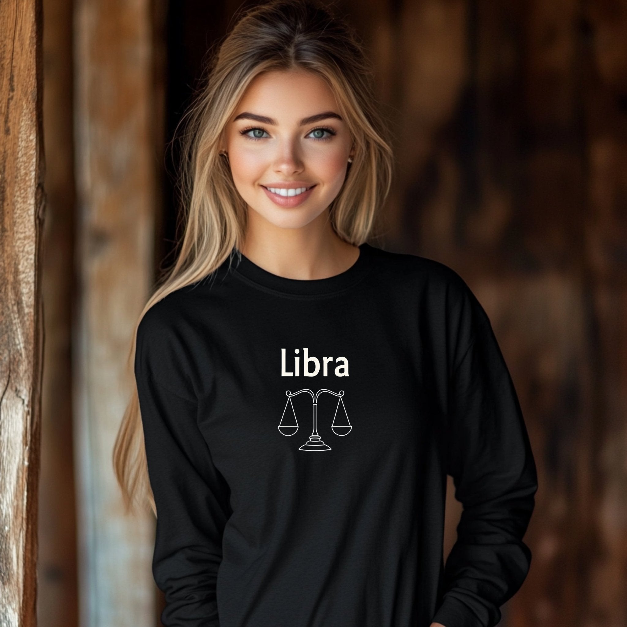 Libra Scales Graphic Long Sleeve T-Shirt, Horoscope Astrology Sign Shirt, Zodiac Apparel, Birthday Gift for Libra, Star Sign Clothing - Craig Michael Design