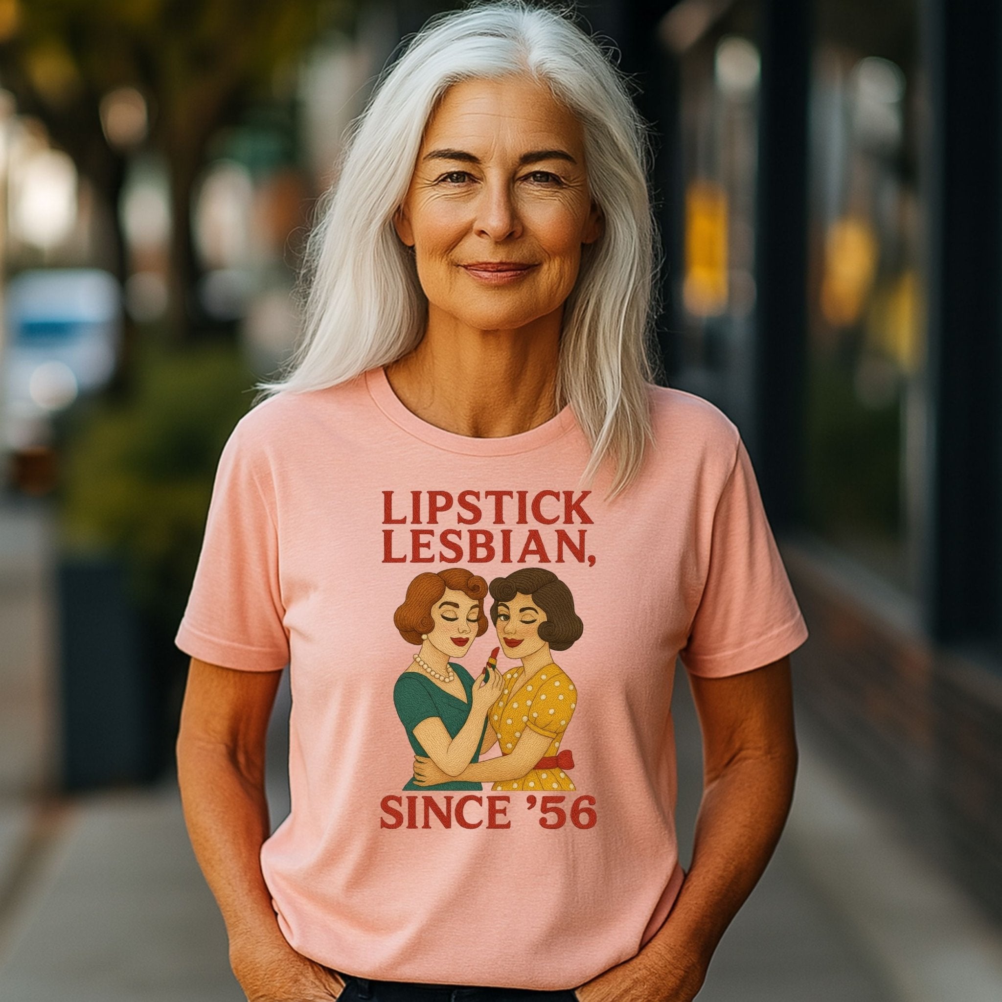 Lipstick Lesbian Since ’56 – 1950s Retro Femme T-Shirt, Vintage Pride Gift - Craig Michael Design