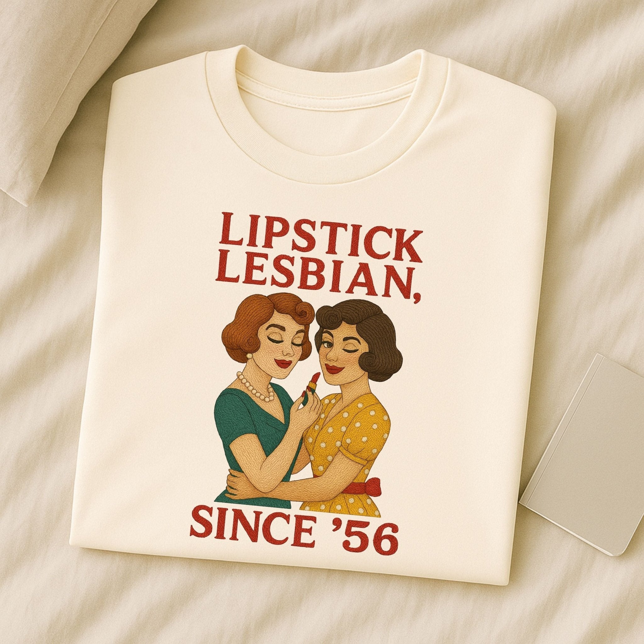 Lipstick Lesbian Since ’56 – 1950s Retro Femme T-Shirt, Vintage Pride Gift - Craig Michael Design
