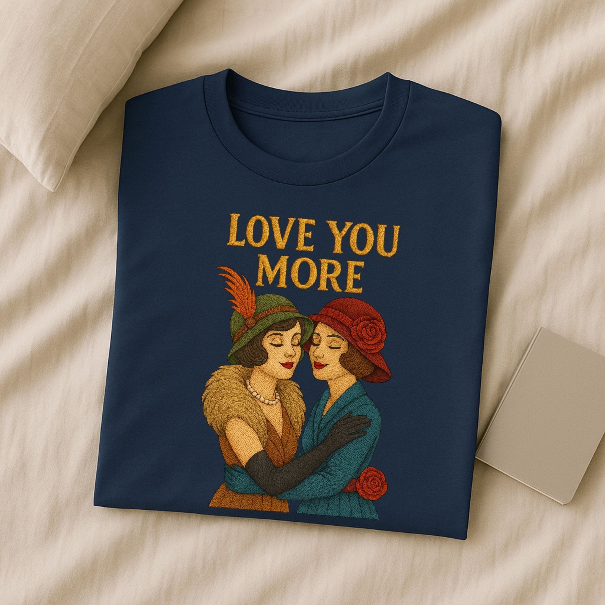 Love You More – Vintage Lesbian Couple T-Shirt, Romantic Sapphic Gift - Craig Michael Design