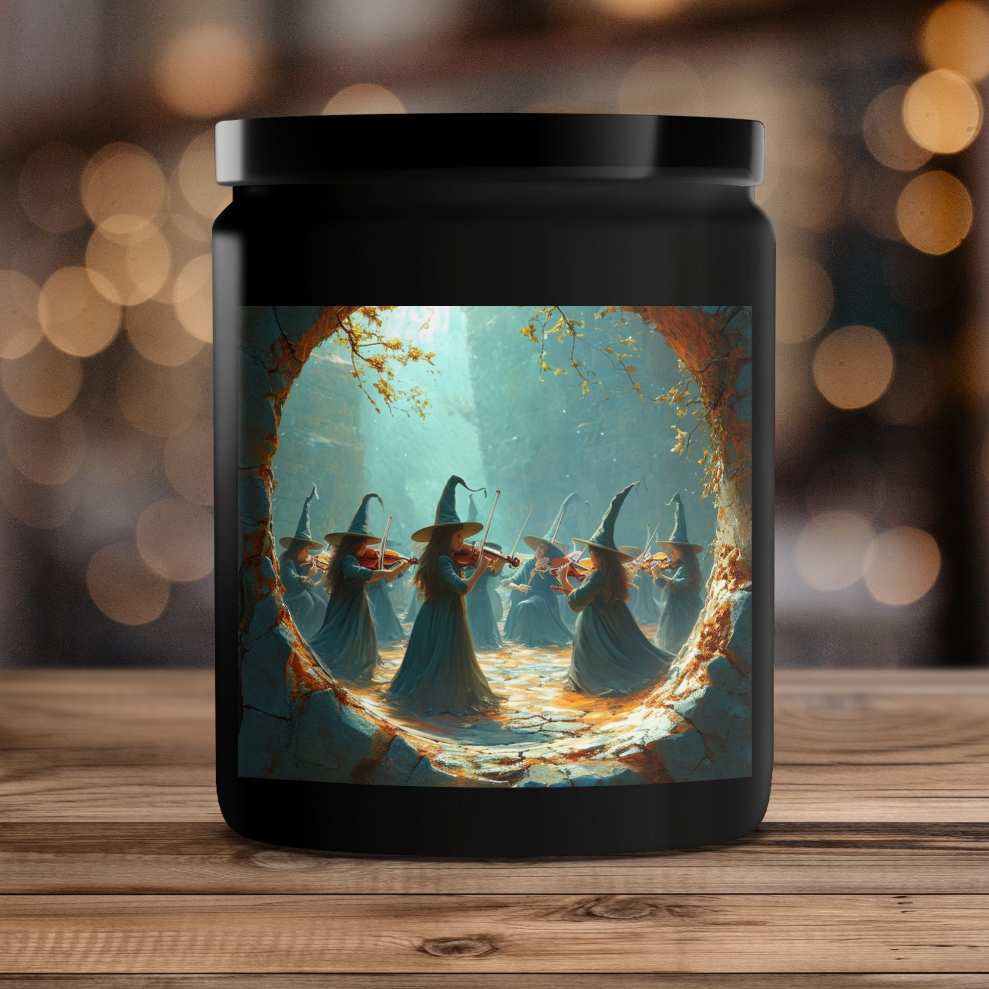 Magical Witch Orchestra Candle, Enchanted Forest Scenery, Witchy Home Decor, Witches Playing Violin, Fantasy Music Candle - Craig Michael Design