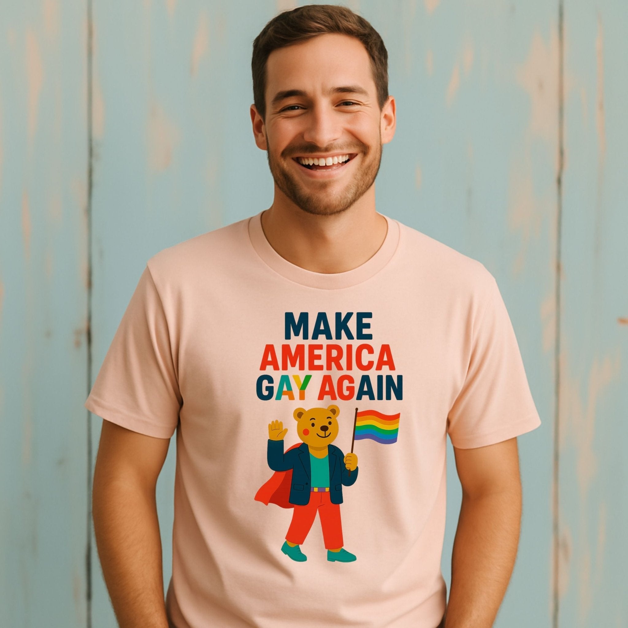 Make America Gay Again Shirt, Funny LGBTQ Super Bear Tee, Pride Parade Protest Top - Craig Michael Design