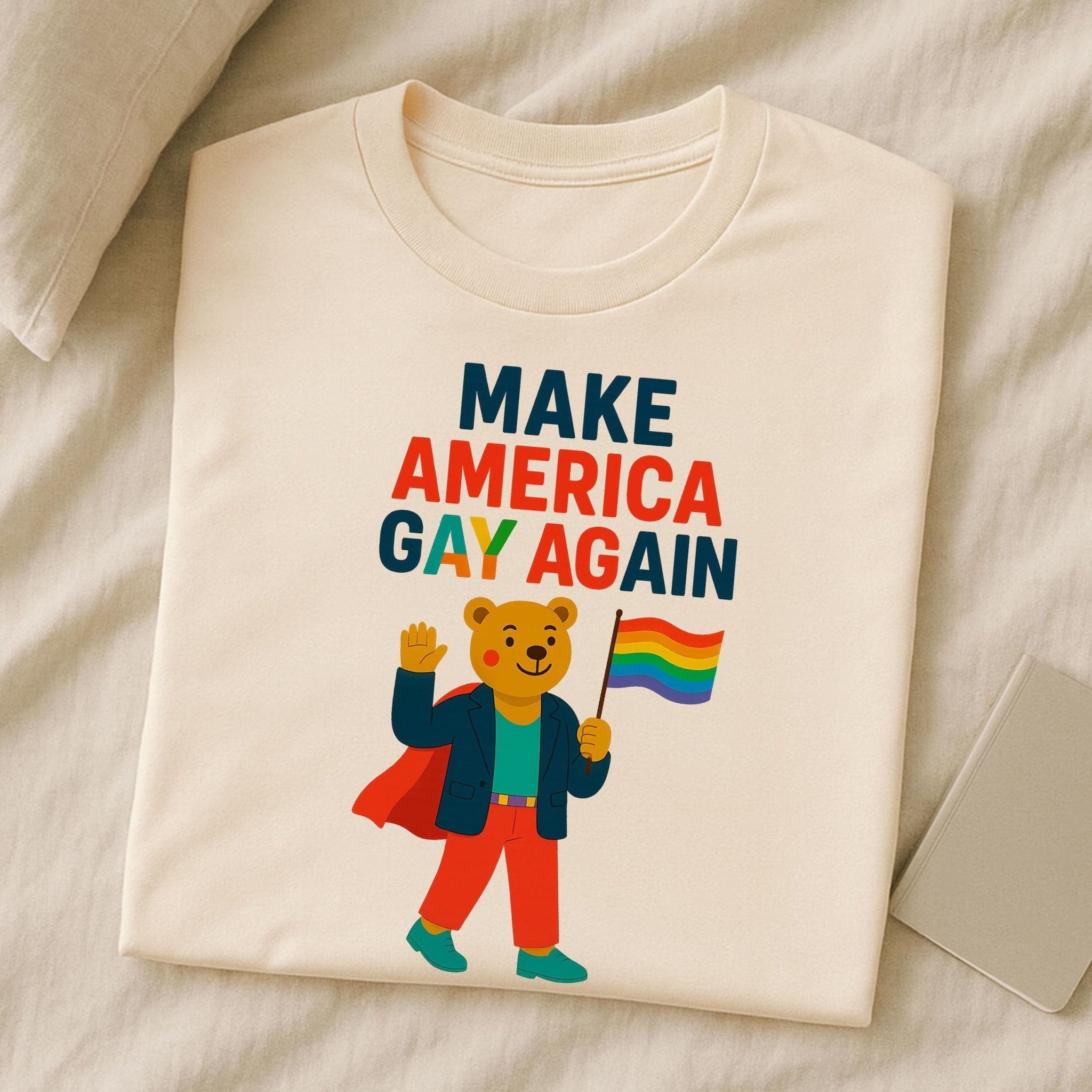 Make America Gay Again Shirt, Funny LGBTQ Super Bear Tee, Pride Parade Protest Top - Craig Michael Design