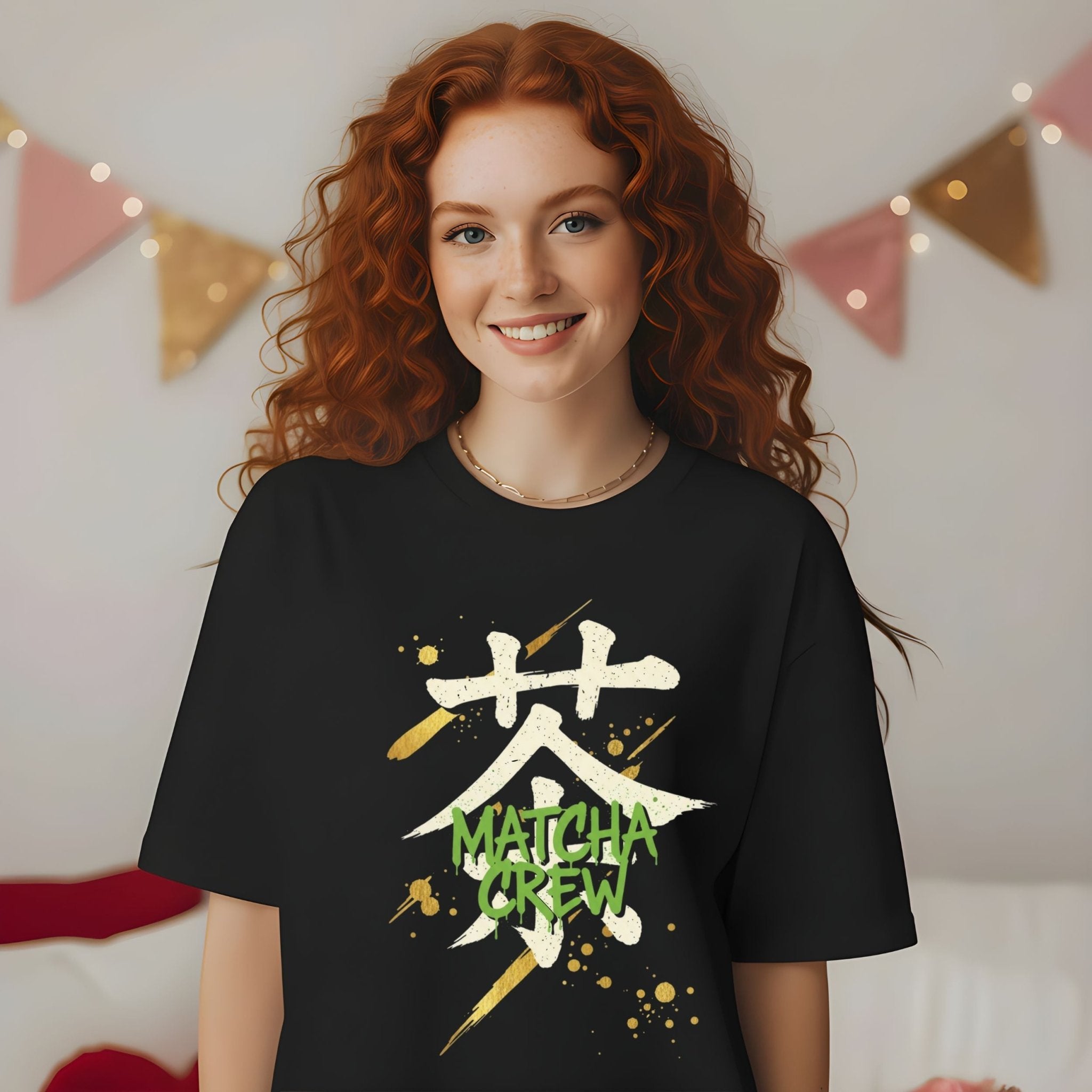Matcha Crew T-Shirt, Japanese Calligraphy Tee, Green Tea Lover Top, Aesthetic Matcha Shirt, Matcha Gift Idea, Minimalist Matcha T Shirt - Craig Michael Design