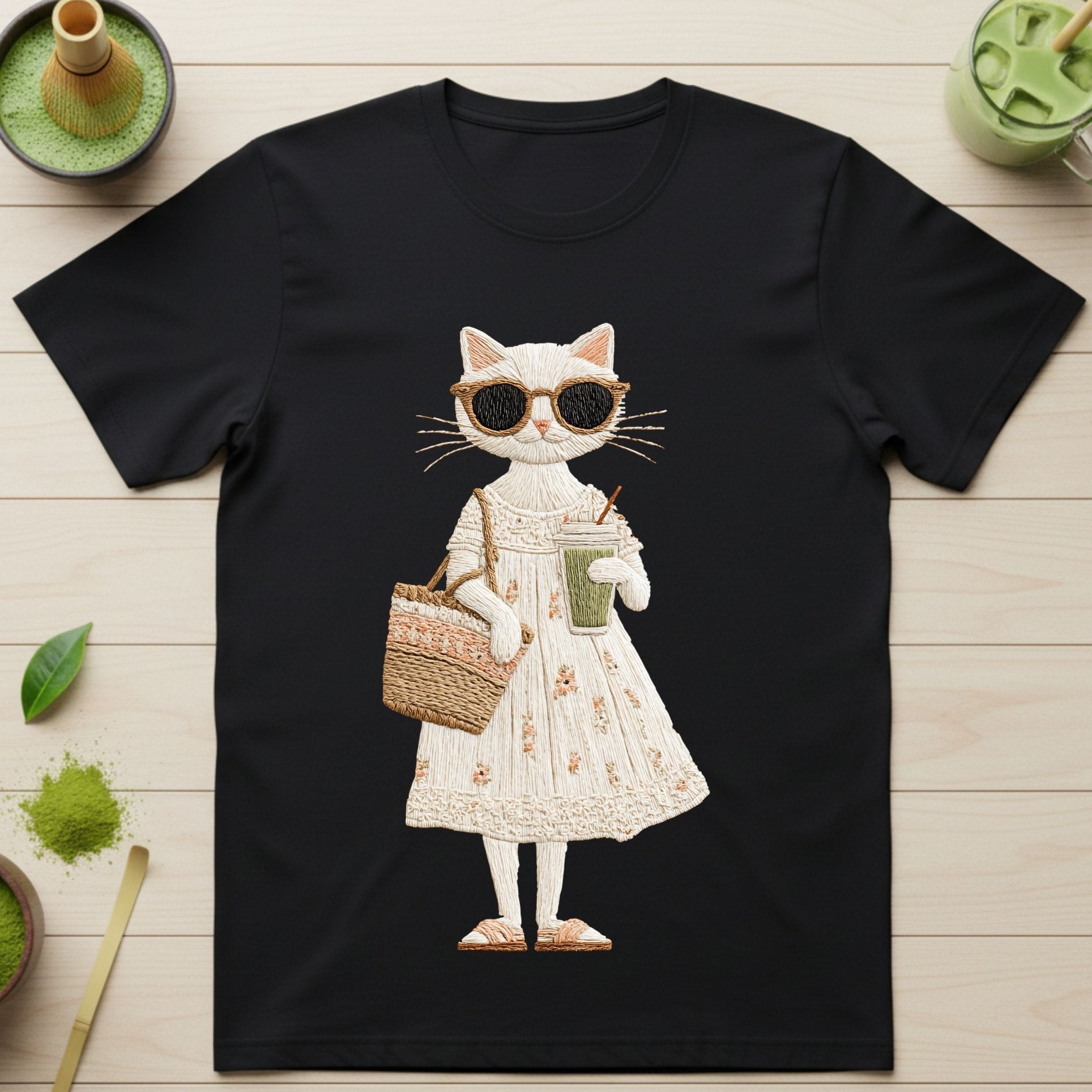 Matcha Latte Kitty T-Shirt – Neutral Outfit Edition - Craig Michael Design