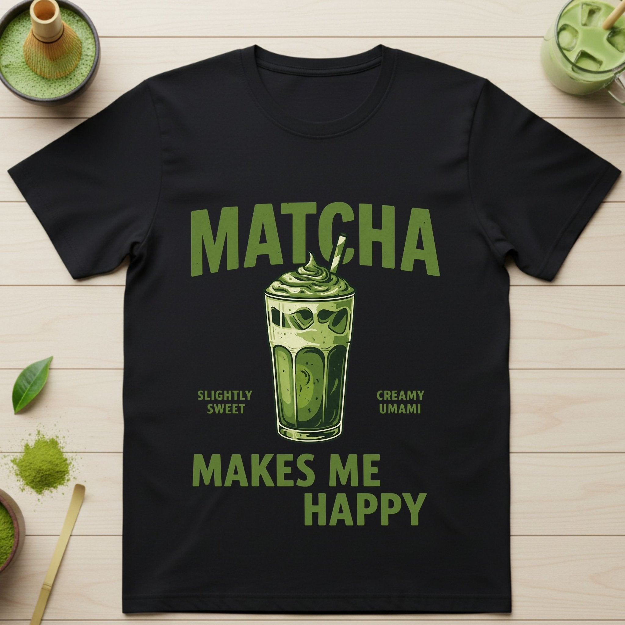 Matcha Makes Me Happy T-Shirt, Matcha Lover Tee, Iced Green Tea Shirt, Japanese Café Aesthetic Top, Matcha Gift for Her - Craig Michael Design