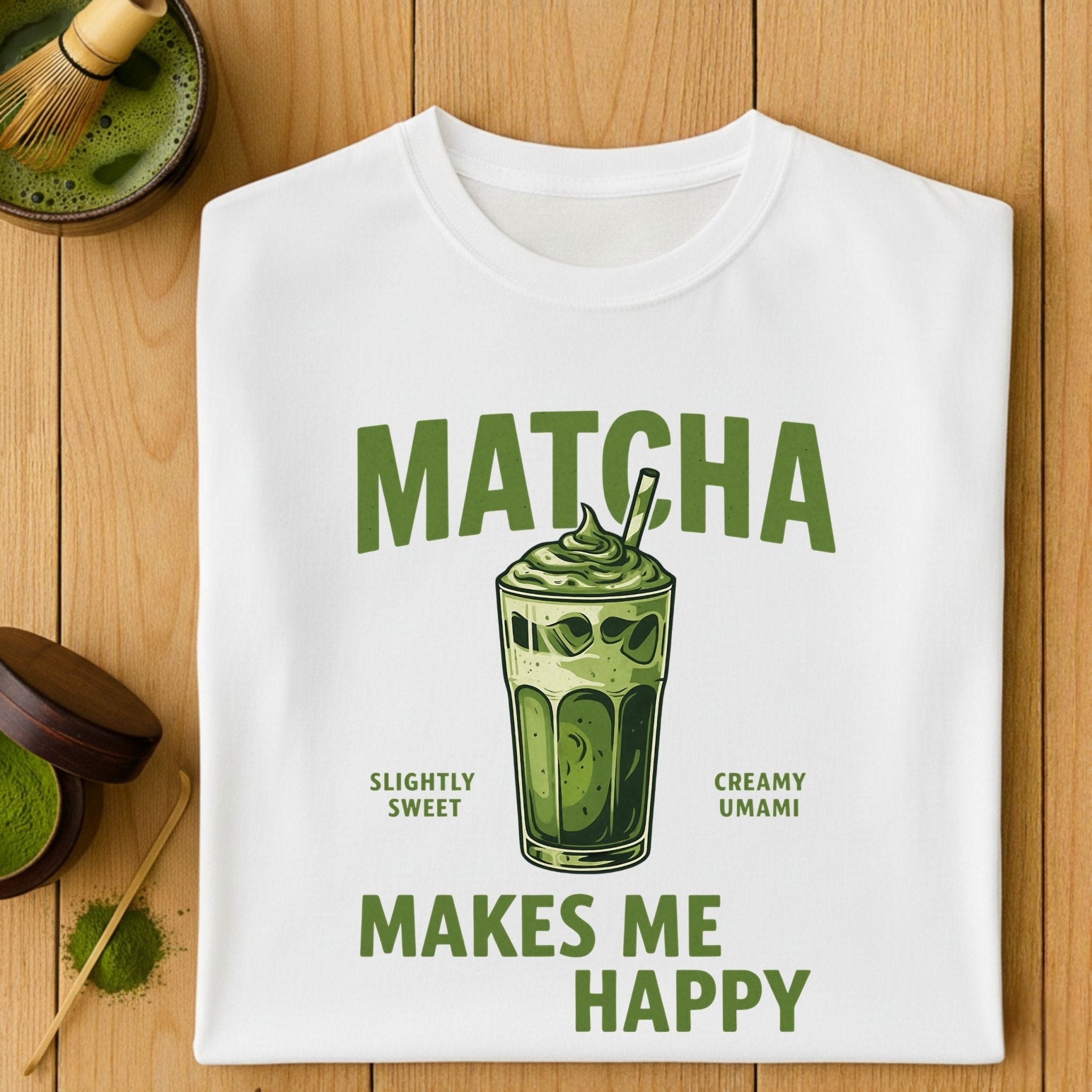 Matcha Makes Me Happy T-Shirt, Matcha Lover Tee, Iced Green Tea Shirt, Japanese Café Aesthetic Top, Matcha Gift for Her - Craig Michael Design