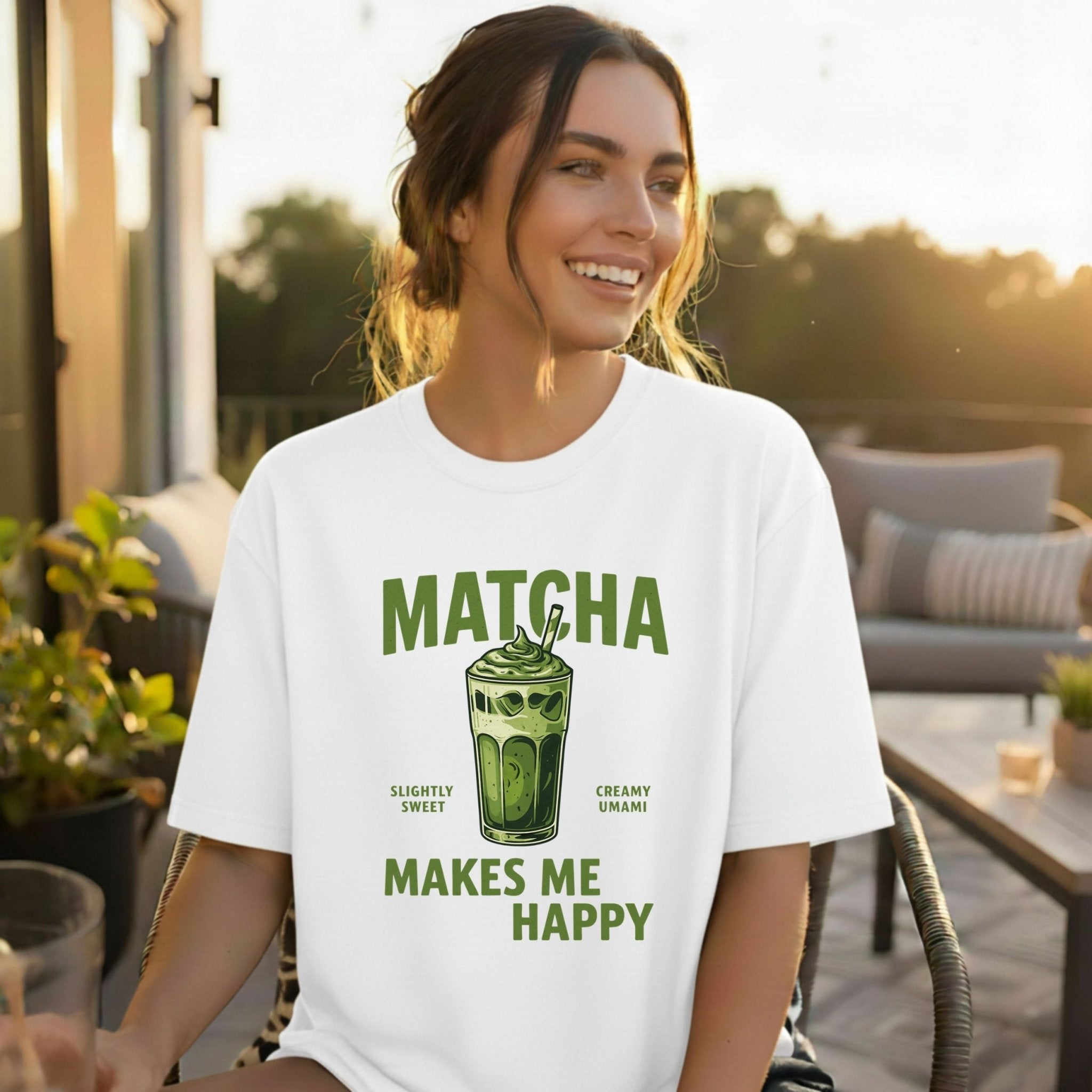 Matcha Makes Me Happy T-Shirt, Matcha Lover Tee, Iced Green Tea Shirt, Japanese Café Aesthetic Top, Matcha Gift for Her - Craig Michael Design