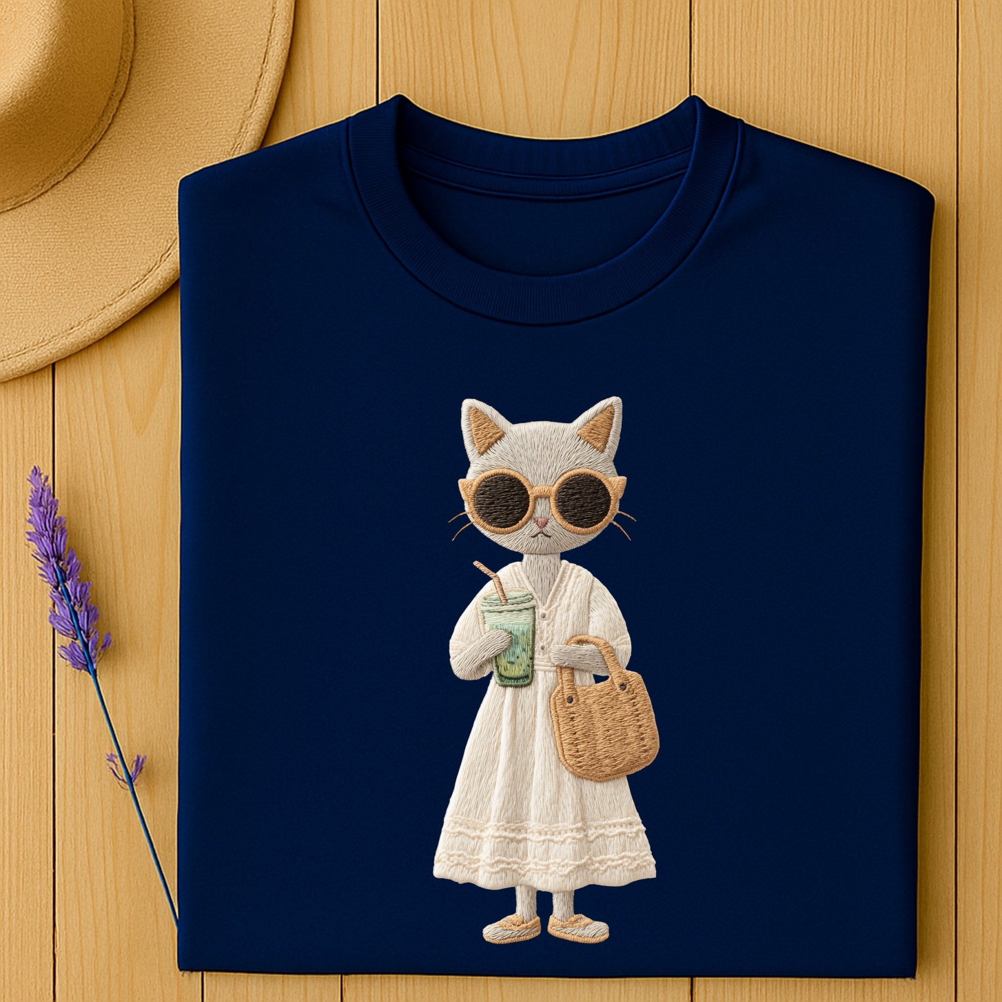 Matcha Moments Kitty T-Shirt – Soft Neutral Style - Craig Michael Design