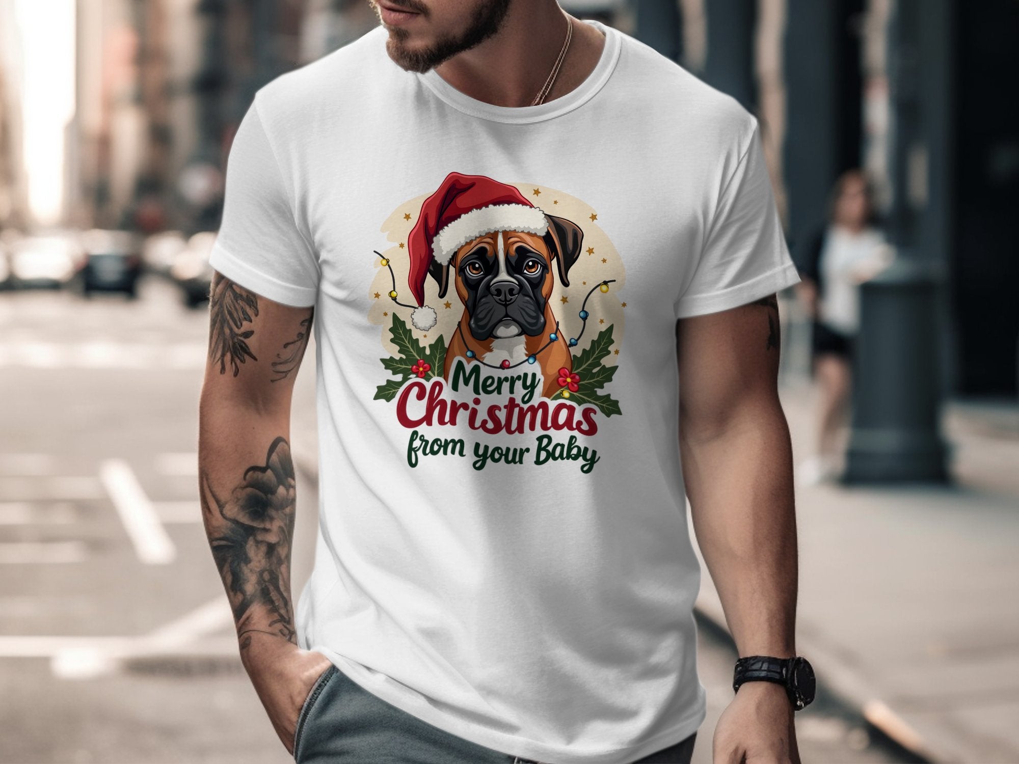 Merry Christmas Boxer Dog T-Shirt, Cute Christmas Boxer Dog Tee, Holiday Boxer Dog Shirt, Christmas Gift Boxer Lover Tee - Craig Michael Design