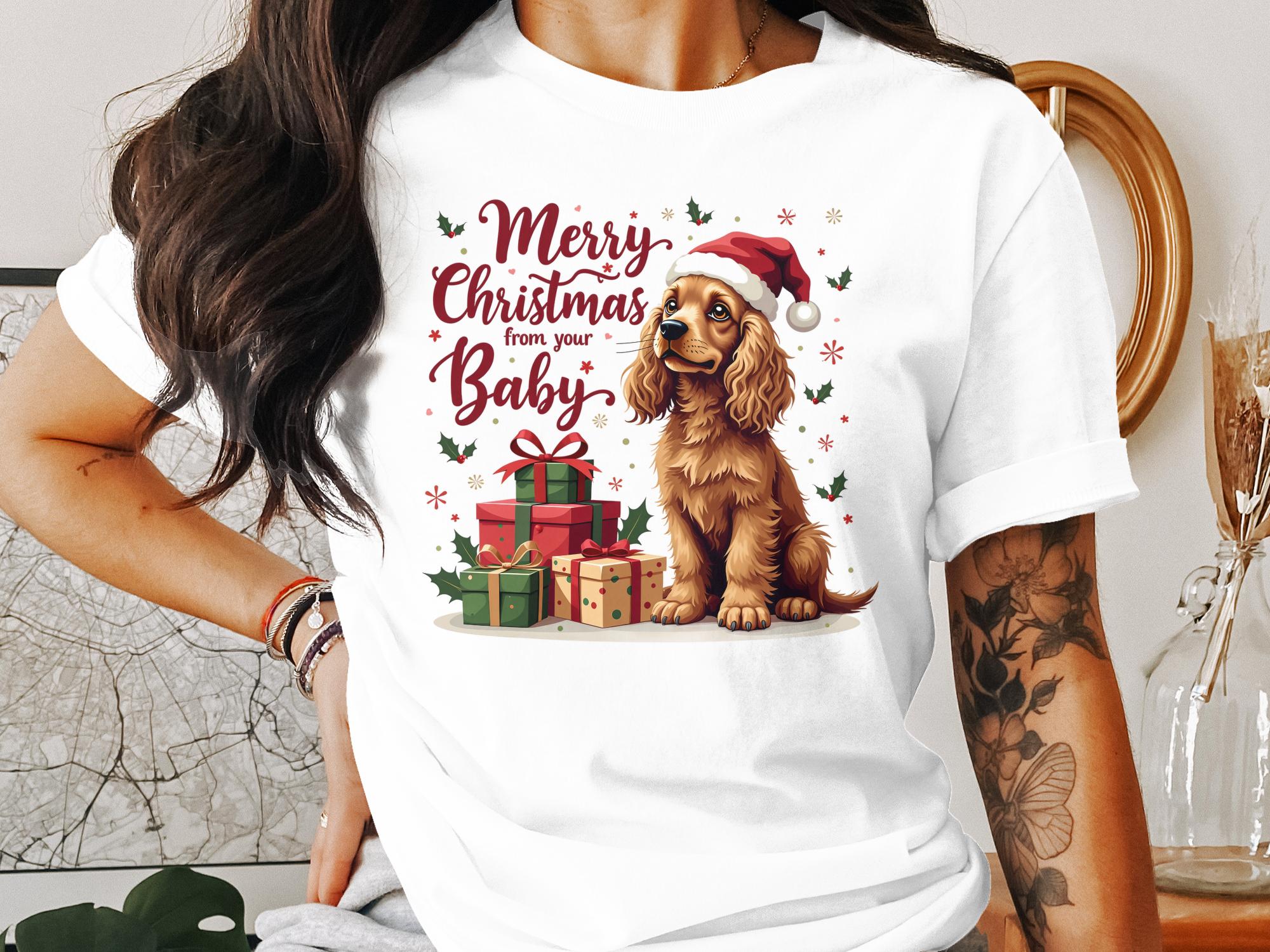 Merry Christmas Cocker Spaniel T Shirt Cute Holiday Dog Gift Present Xmas Gift from Your Baby Shirt - Craig Michael Design