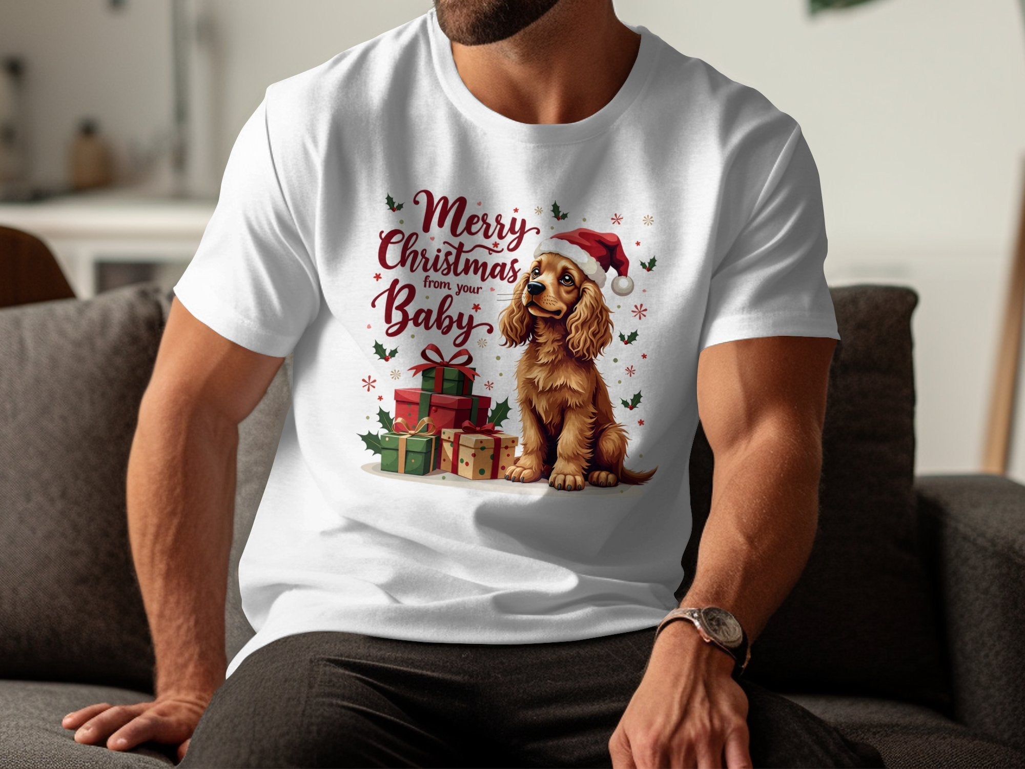 Merry Christmas Cocker Spaniel T Shirt Cute Holiday Dog Gift Present Xmas Gift from Your Baby Shirt - Craig Michael Design