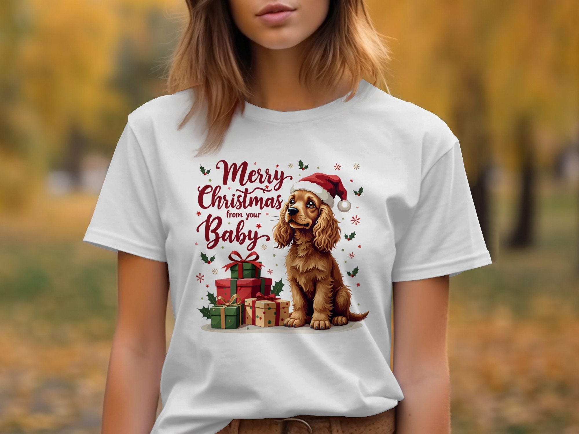 Merry Christmas Cocker Spaniel T Shirt Cute Holiday Dog Gift Present Xmas Gift from Your Baby Shirt - Craig Michael Design