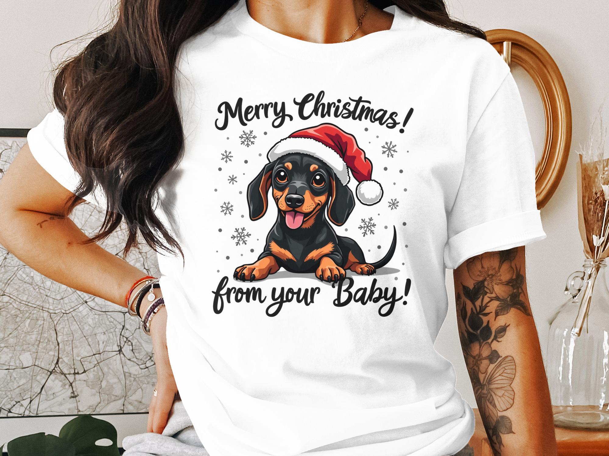 Merry Christmas Dachshund T-Shirt Cute Dog Holiday Gift Tee from Your Baby Fun Christmas Shirt - Craig Michael Design