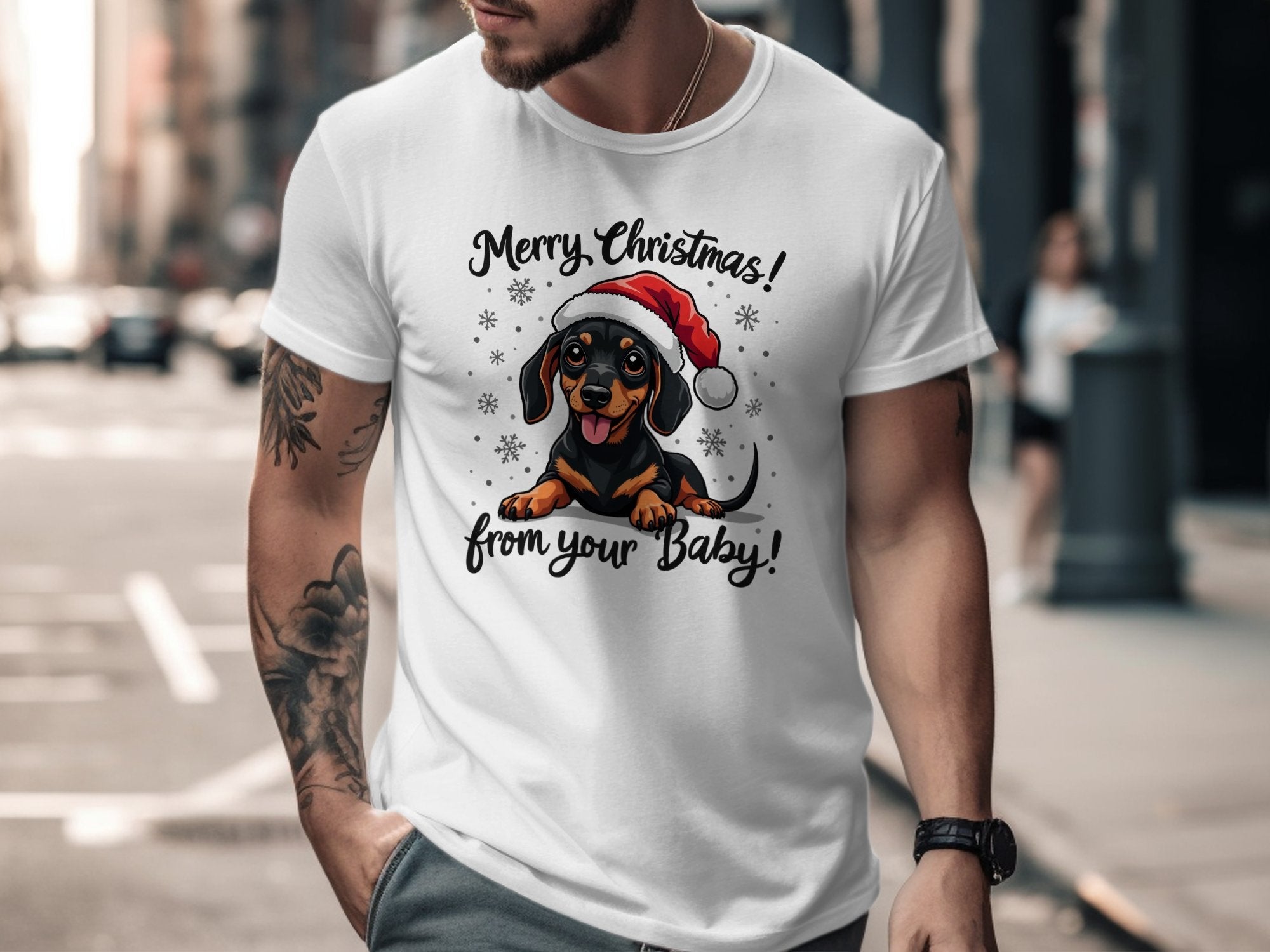 Merry Christmas Dachshund T-Shirt Cute Dog Holiday Gift Tee from Your Baby Fun Christmas Shirt - Craig Michael Design