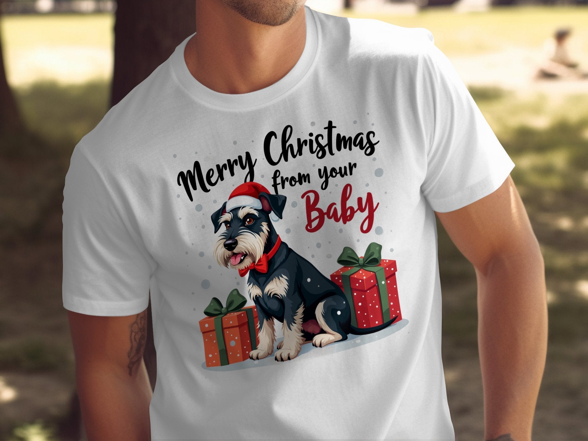 Merry Christmas from Your Baby Schnauzer Holiday TShirt Cute Schnauzer Gift Ideas for Dog Lovers Funny Xmas Dog Shirt - Craig Michael Design