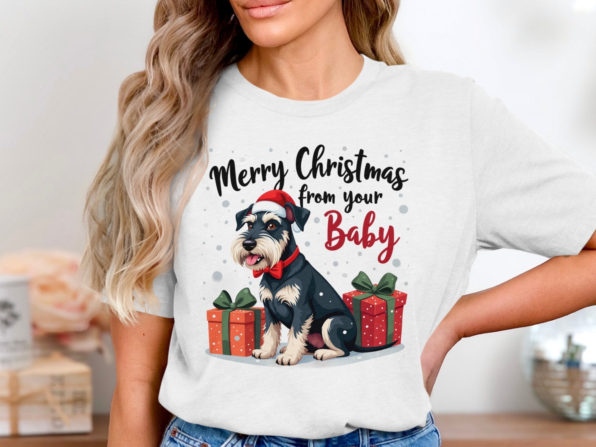 Merry Christmas from Your Baby Schnauzer Holiday TShirt Cute Schnauzer Gift Ideas for Dog Lovers Funny Xmas Dog Shirt - Craig Michael Design