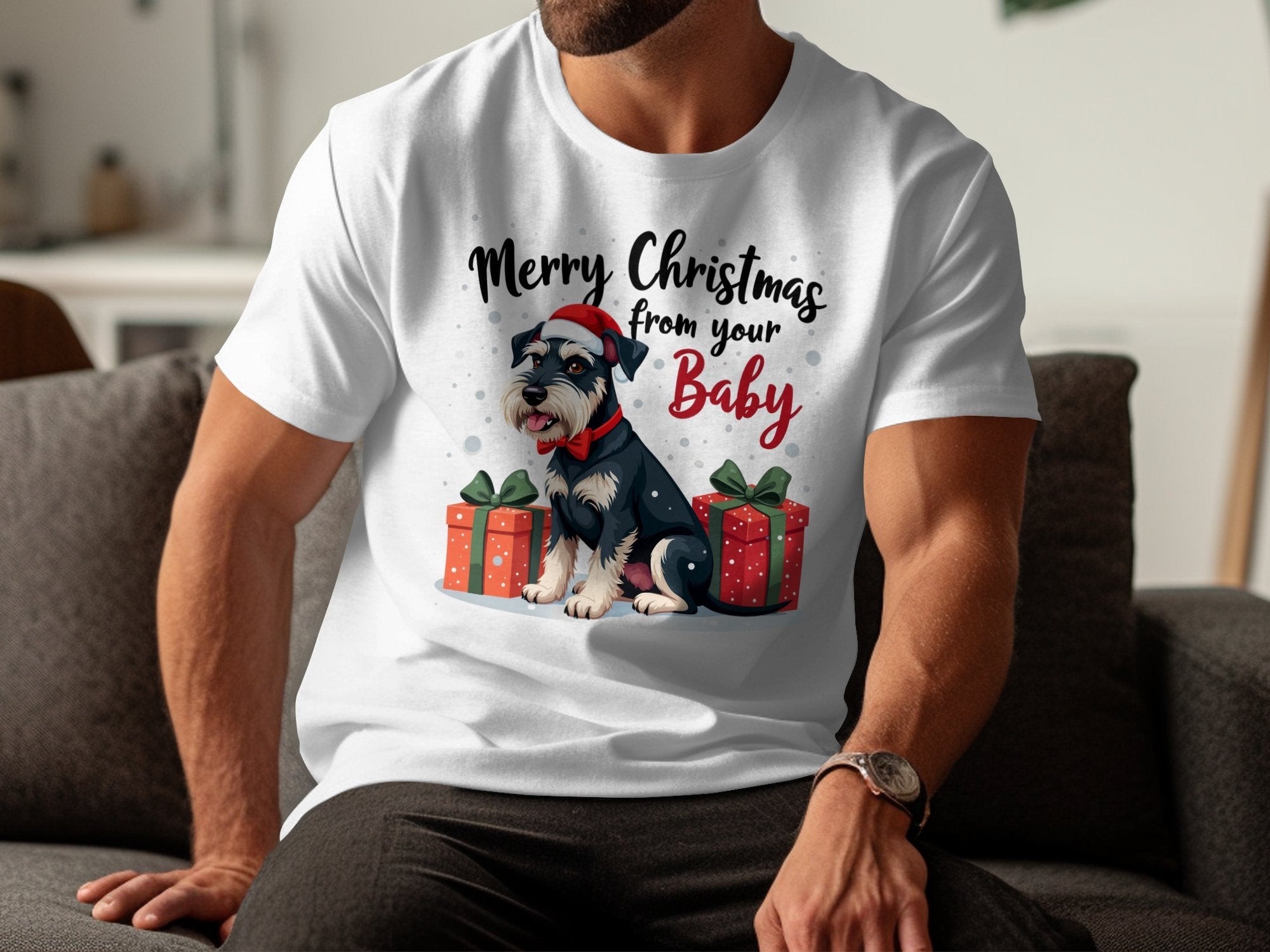 Merry Christmas from Your Baby Schnauzer Holiday TShirt Cute Schnauzer Gift Ideas for Dog Lovers Funny Xmas Dog Shirt - Craig Michael Design