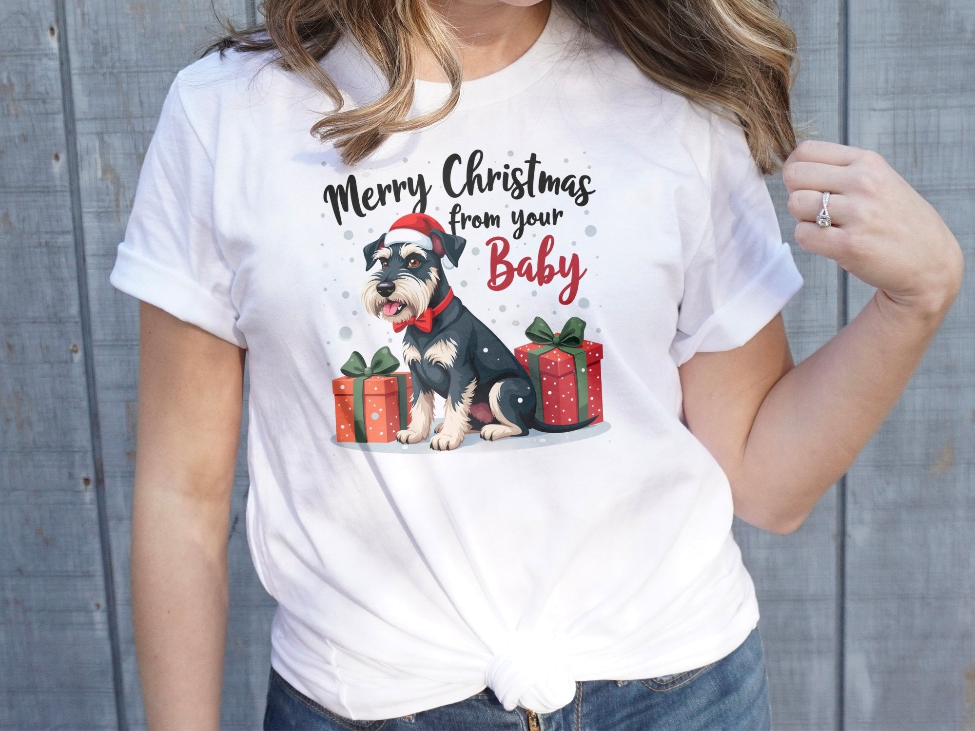 Merry Christmas from Your Baby Schnauzer Holiday TShirt Cute Schnauzer Gift Ideas for Dog Lovers Funny Xmas Dog Shirt - Craig Michael Design