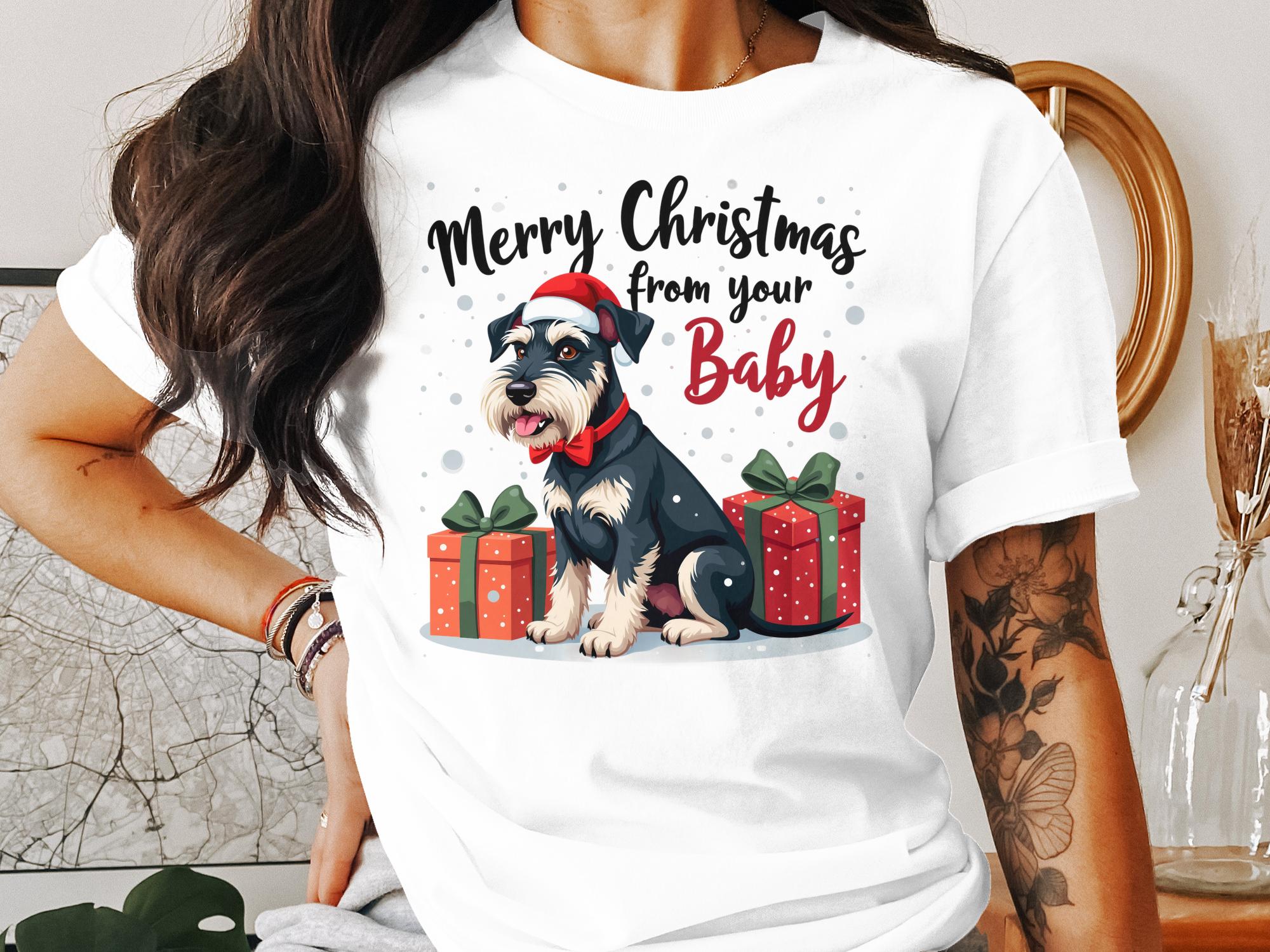 Merry Christmas from Your Baby Schnauzer Holiday TShirt Cute Schnauzer Gift Ideas for Dog Lovers Funny Xmas Dog Shirt - Craig Michael Design