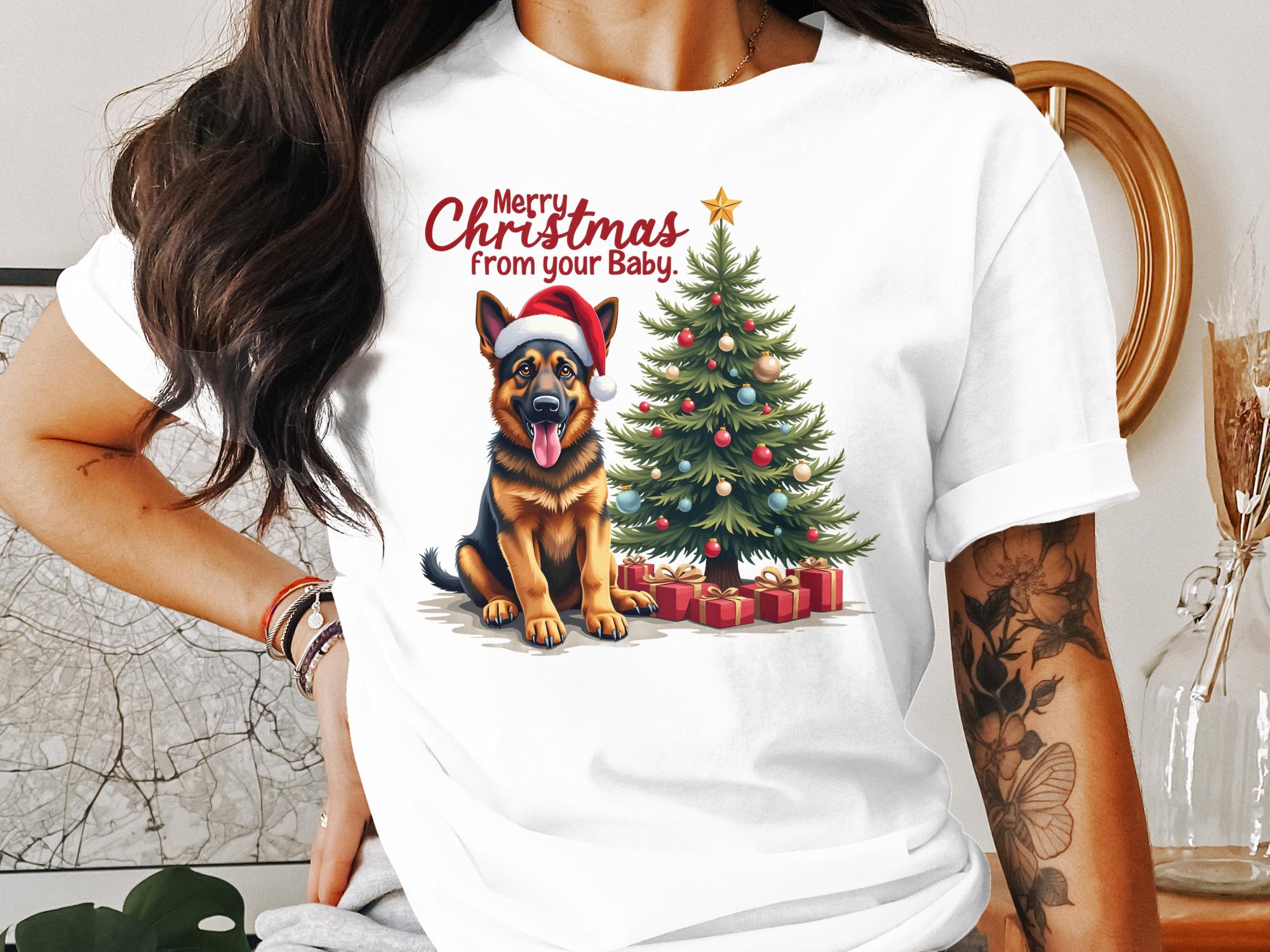 Merry Christmas German Shepherd T-Shirt, Dog Lover Christmas Tee, Cute German Shepherd Gift, Holiday Dog Shirt, Xmas Dog Tree Shirt - Craig Michael Design