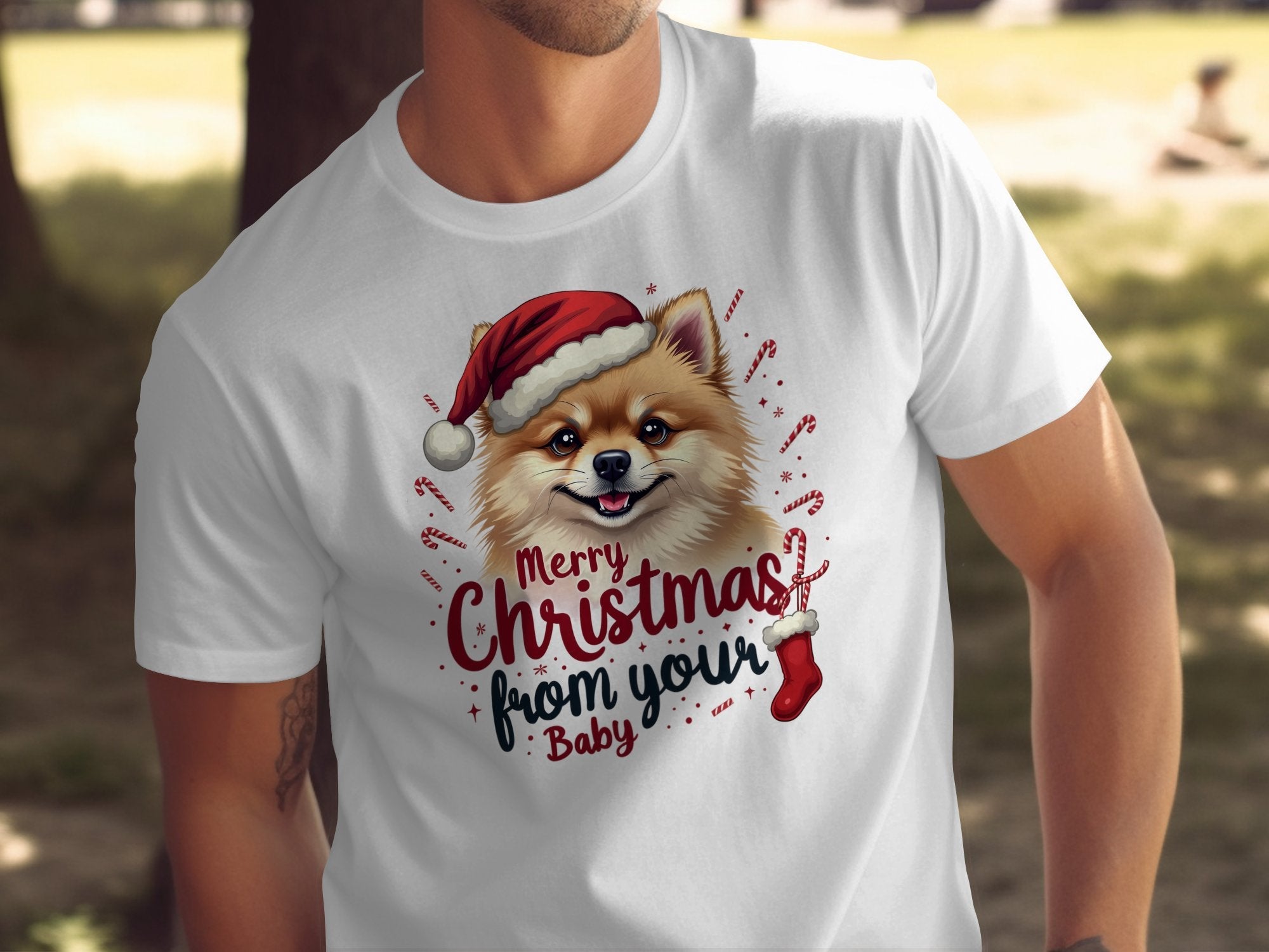 Merry Christmas Pomeranian Dog T Shirt Cute Puppy Tee Holiday Shirt Pomeranian Lover Gift Festive Christmas Pomeranian Top - Craig Michael Design